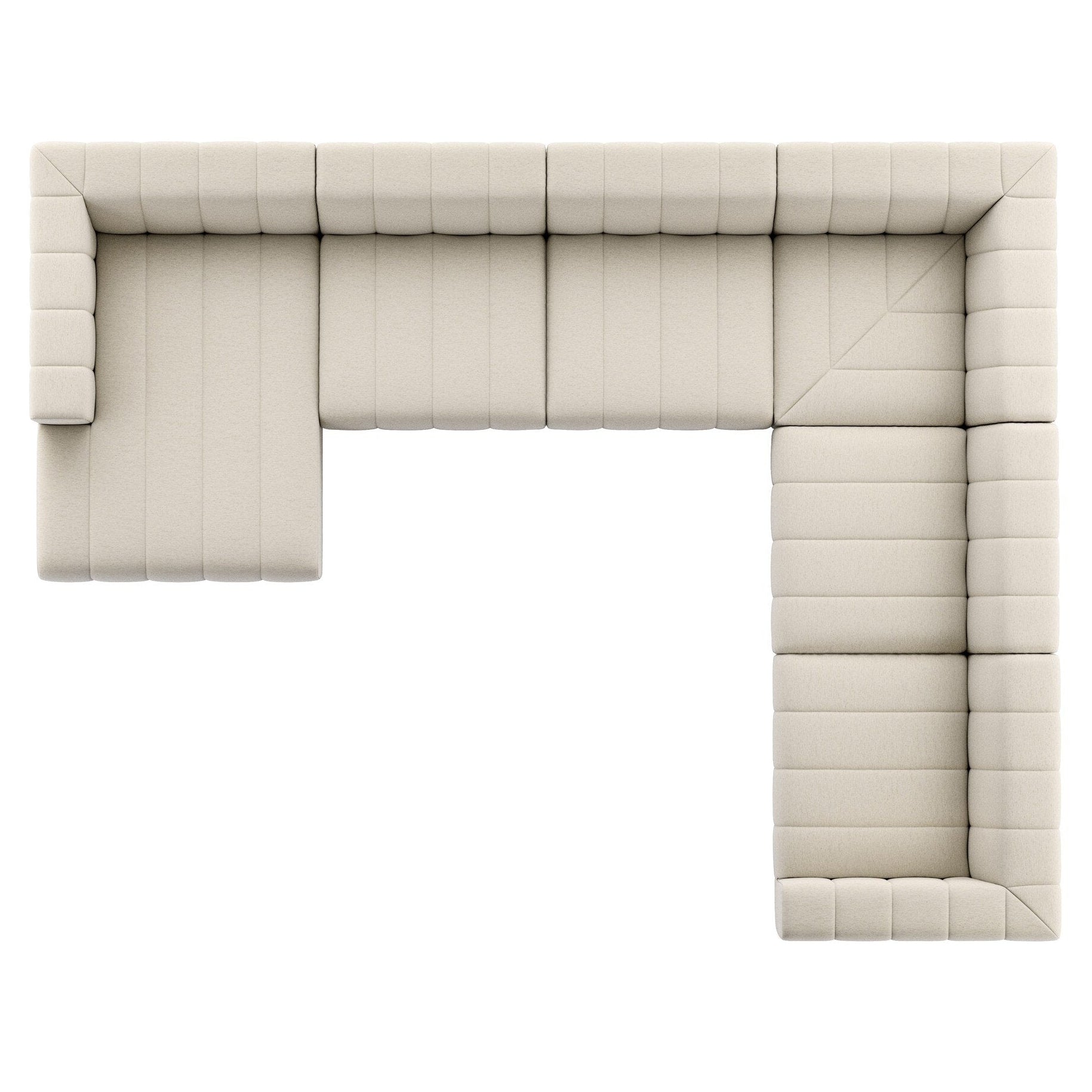Four Hands Langham Channeled Crypton Nomad Snow 6 Piece Sectional Sofa top view