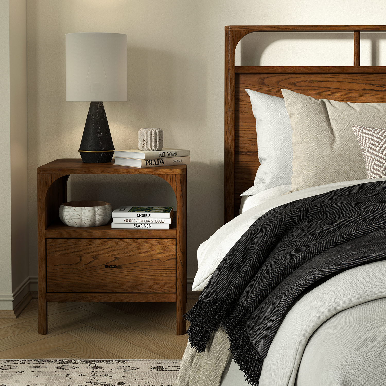 Co. House Designs Cali Oak Walnut Bed