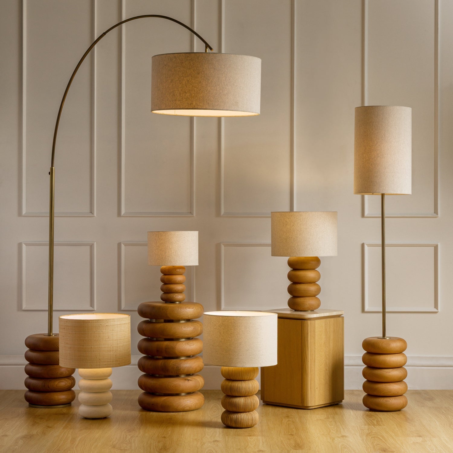 Co. House Designs Sandia Oak Wood Natural Large Table Lamp