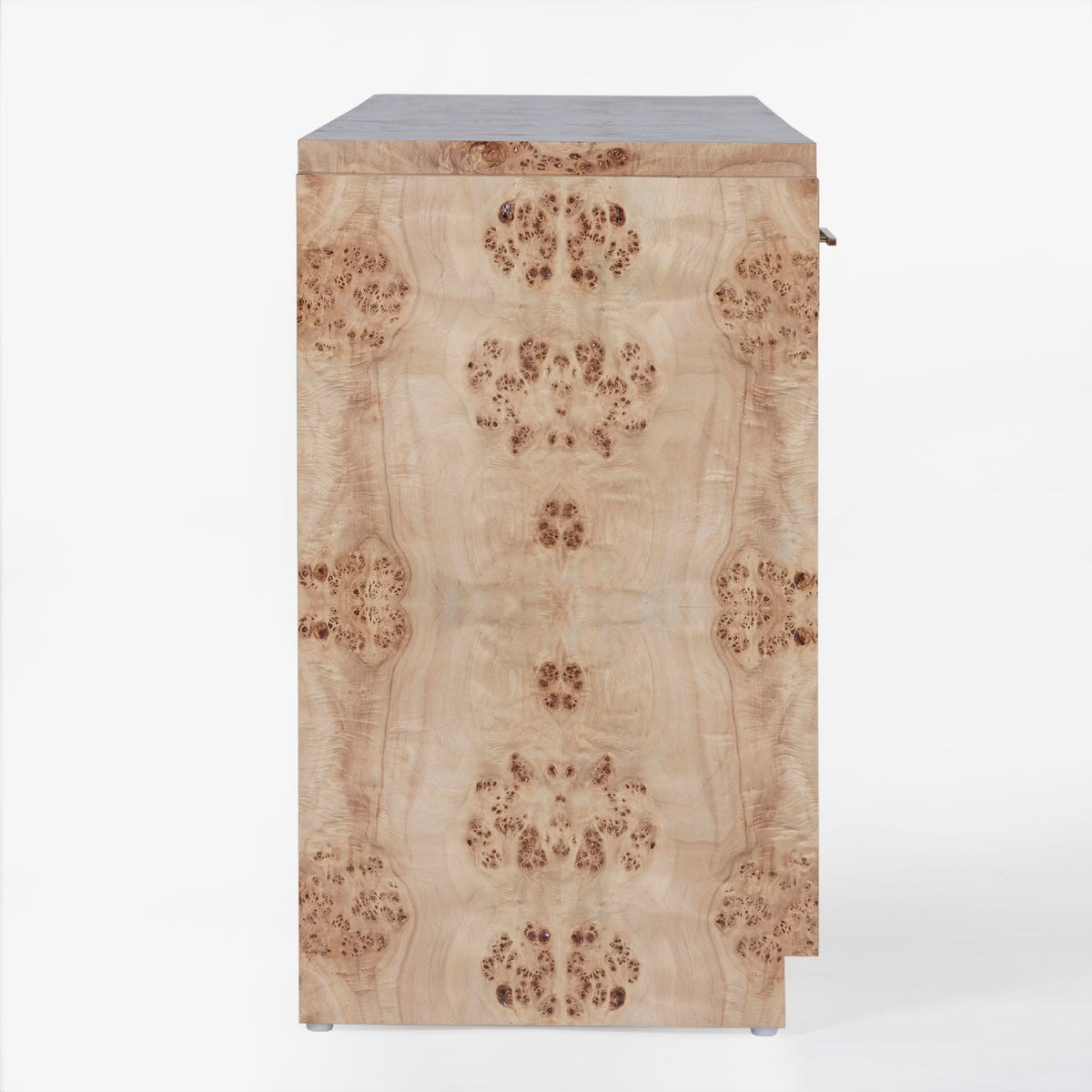 Side view of the Co. House Designs Wesley Burl Light Console Table