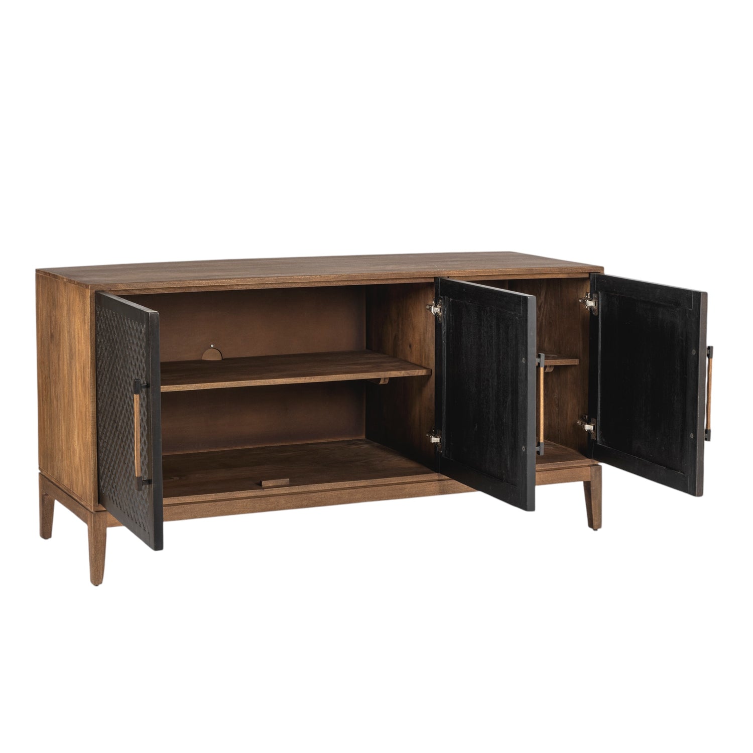 Co. House Designs Naya Solid Wood Carved Seadrift and Black Cabinet