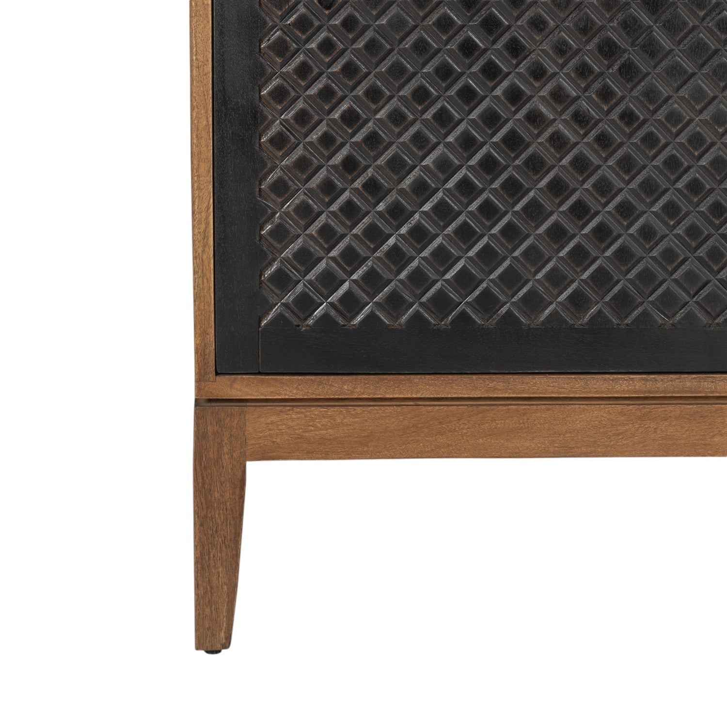 Co. House Designs Naya Solid Wood Carved Seadrift and Black Cabinet