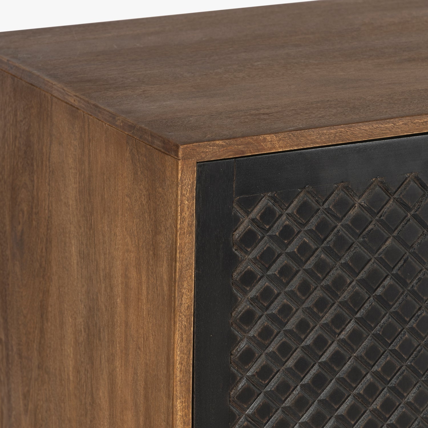 Co. House Designs Naya Solid Wood Carved Seadrift and Black Cabinet