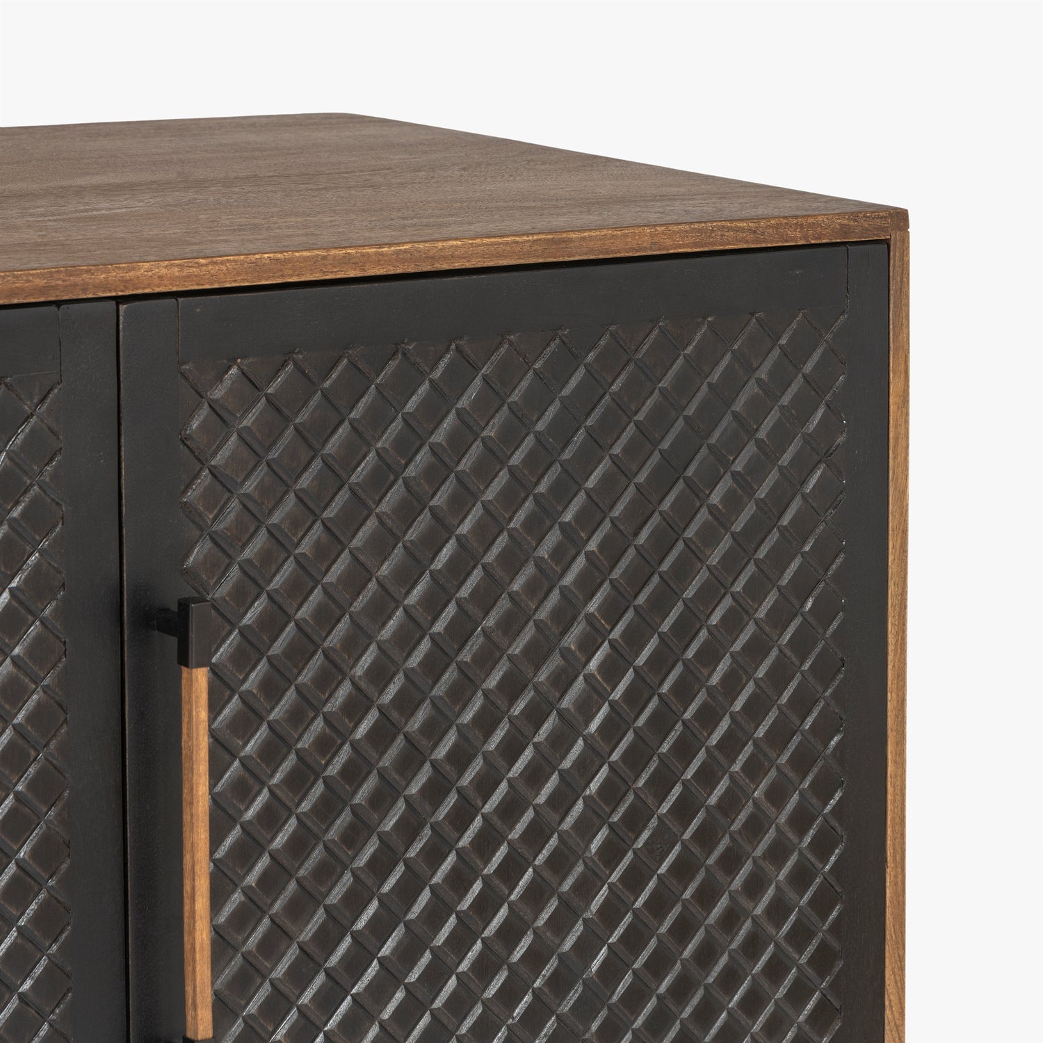 Co. House Designs Naya Solid Wood Carved Seadrift and Black Cabinet