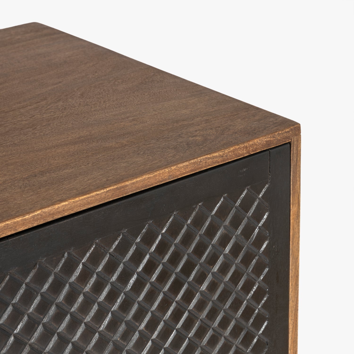 Co. House Designs Naya Solid Wood Carved Seadrift and Black Cabinet