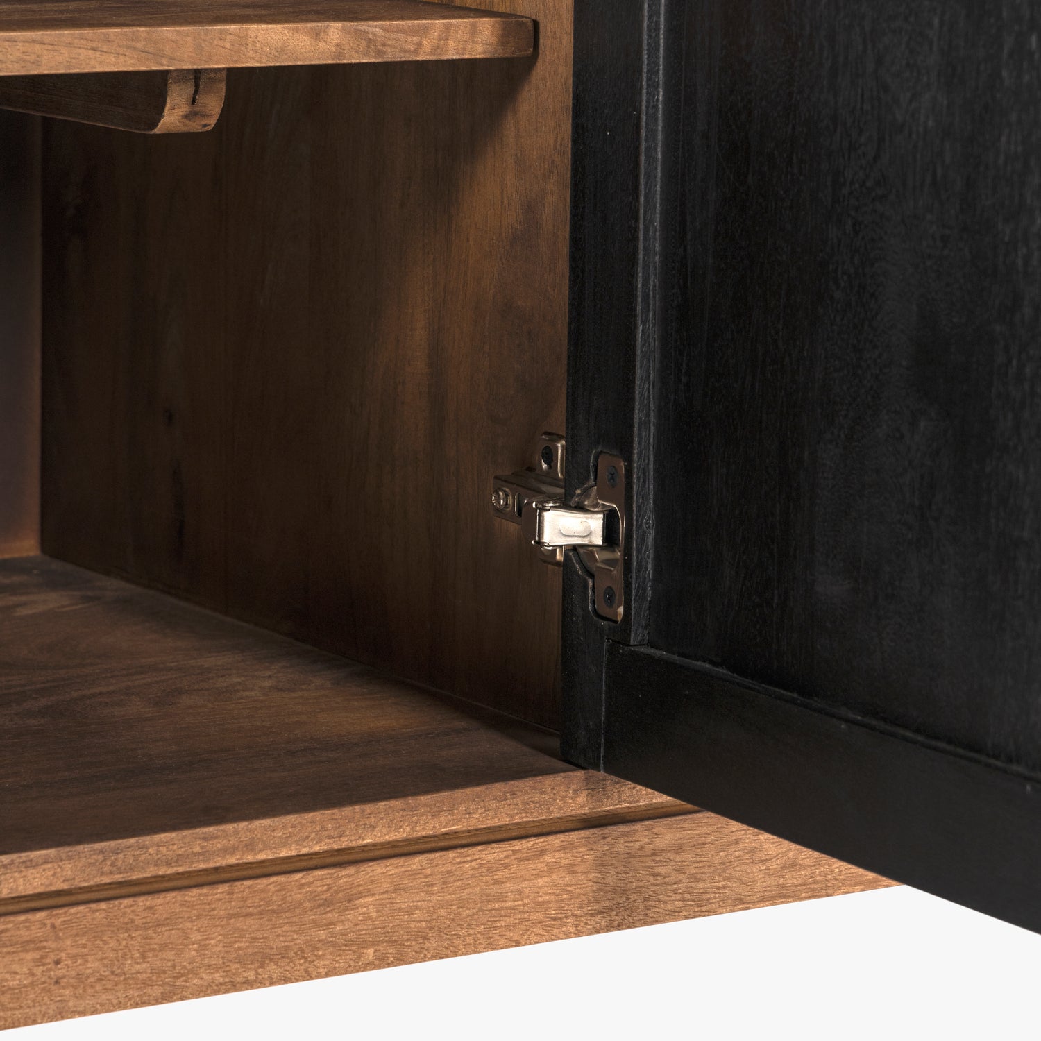 Co. House Designs Naya Solid Wood Carved Seadrift and Black Cabinet