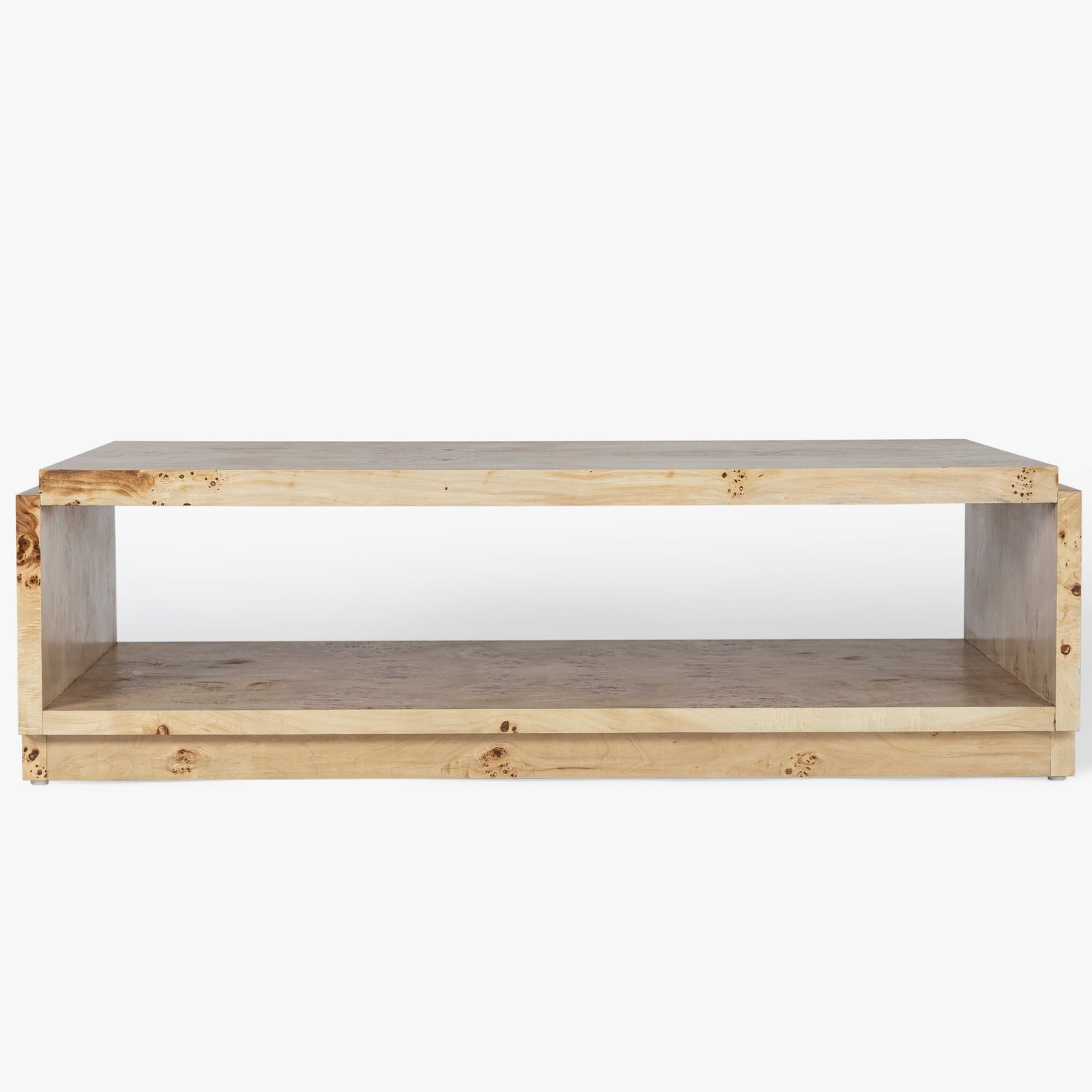 Front view of the Co. House Designs Wesley Burl Light Coffee Table