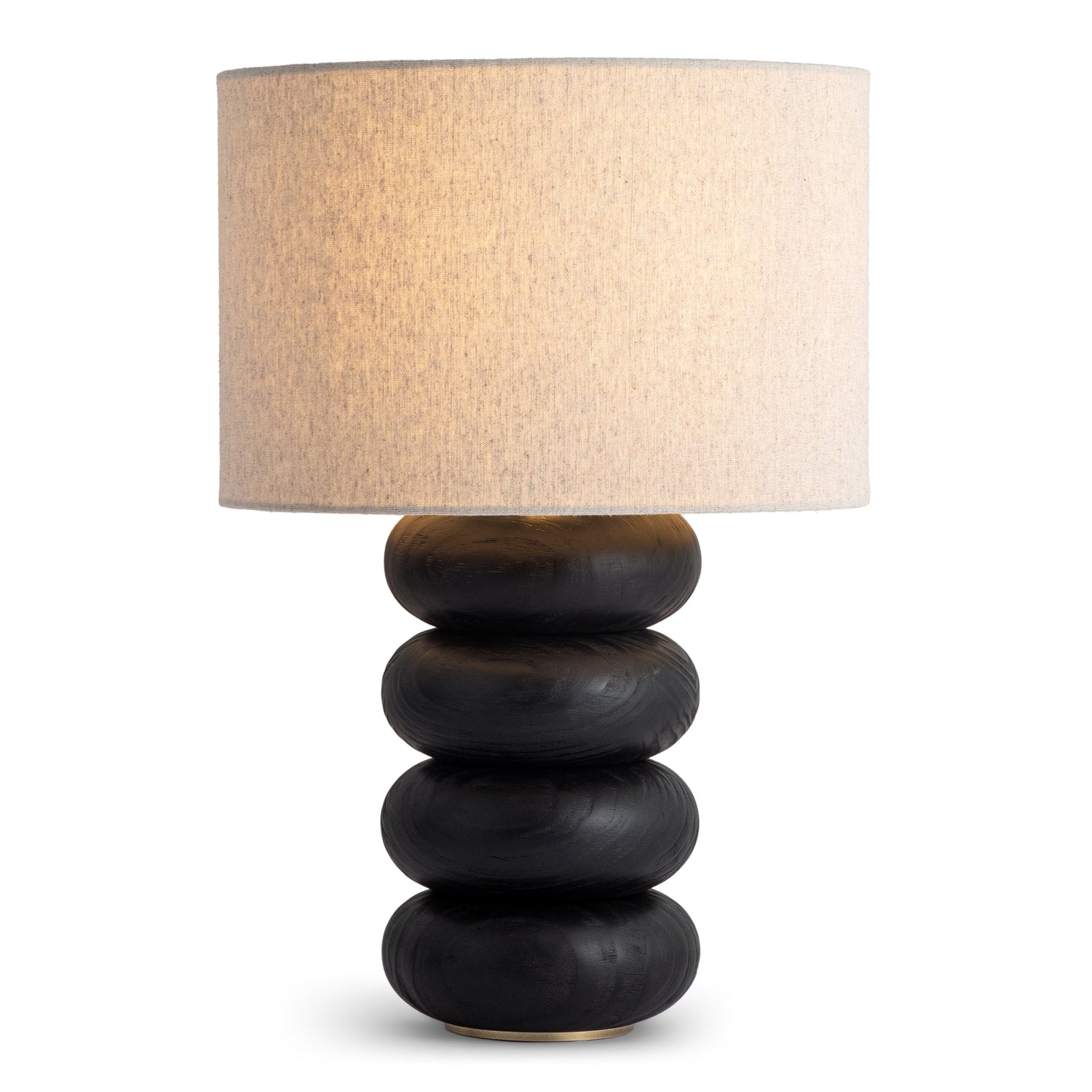 Co. House Designs Sandia Oak Wood Black Large Table Lamp