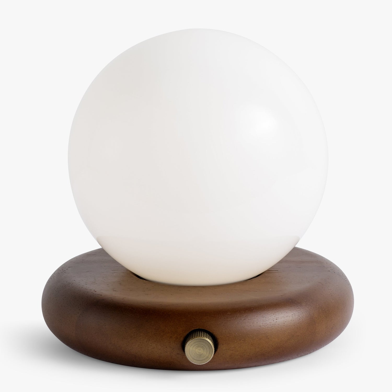 Co. House Designs Valencia Walnut Portable Table Lamp shown with the light off