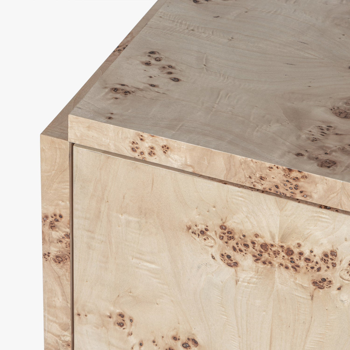 Close-up detail of the Co. House Designs Wesley Light Burl Cabinet (view 2)