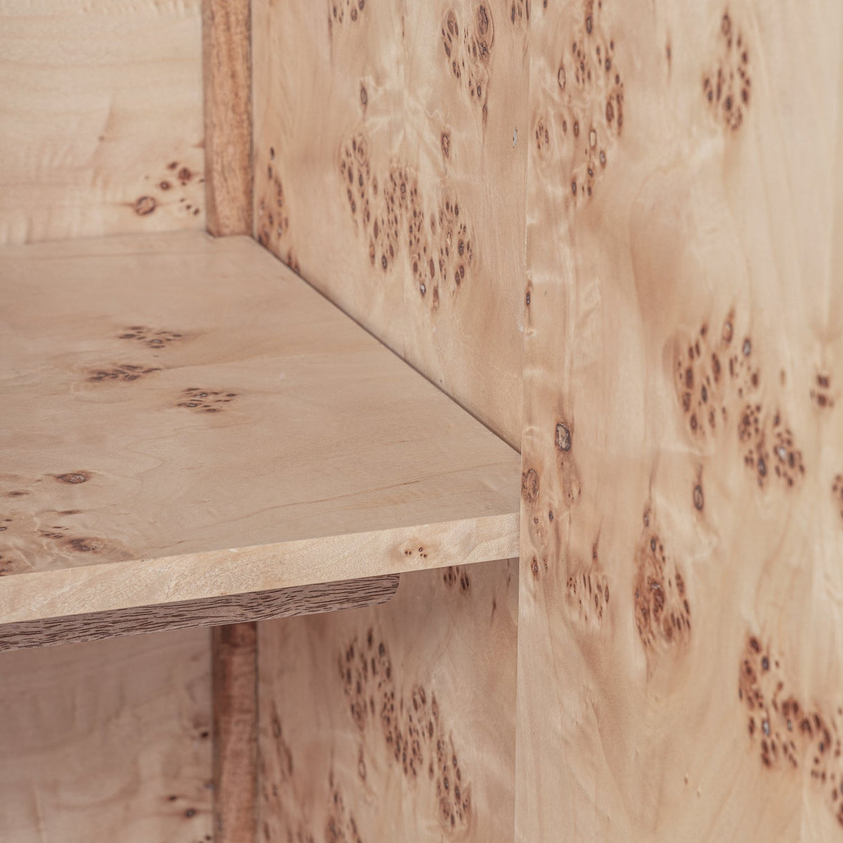 Close-up detail of the Co. House Designs Wesley Light Burl Cabinet (view 5)