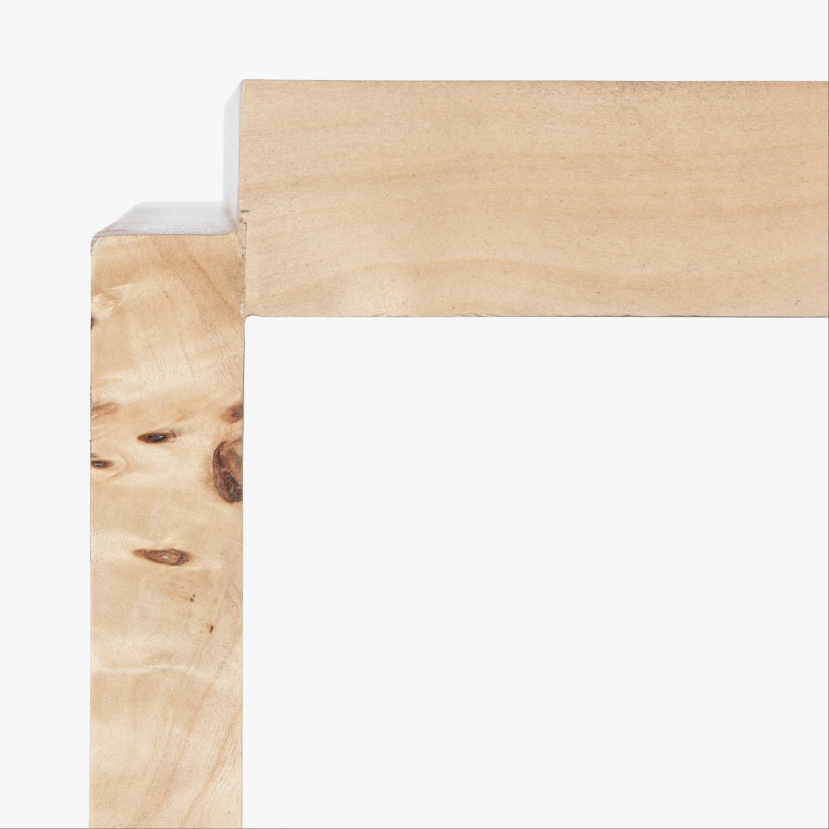Close-up detail of the Co. House Designs Wesley Light Burl Side Table (view 2)