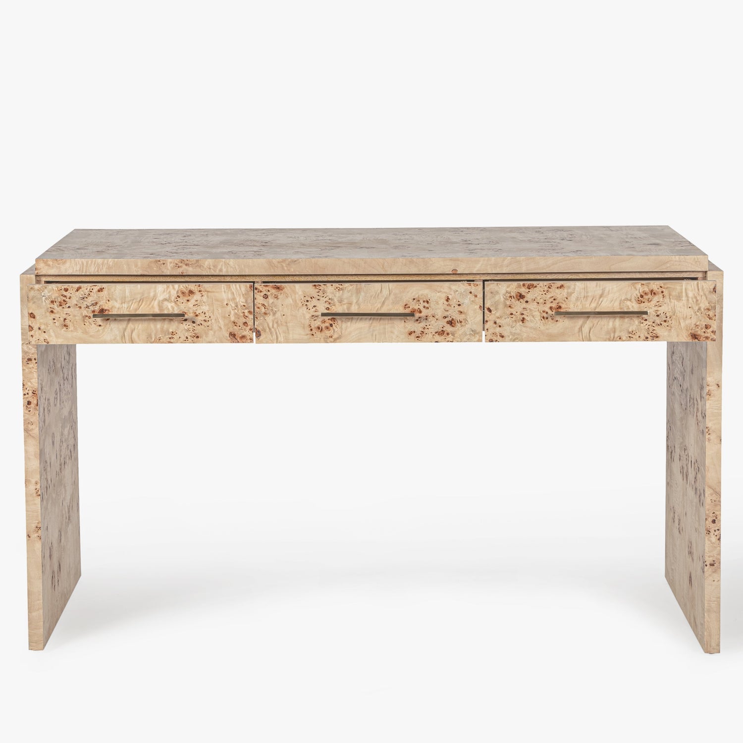 Co. House Designs Wesley Light Burl Desk shown with drawers open