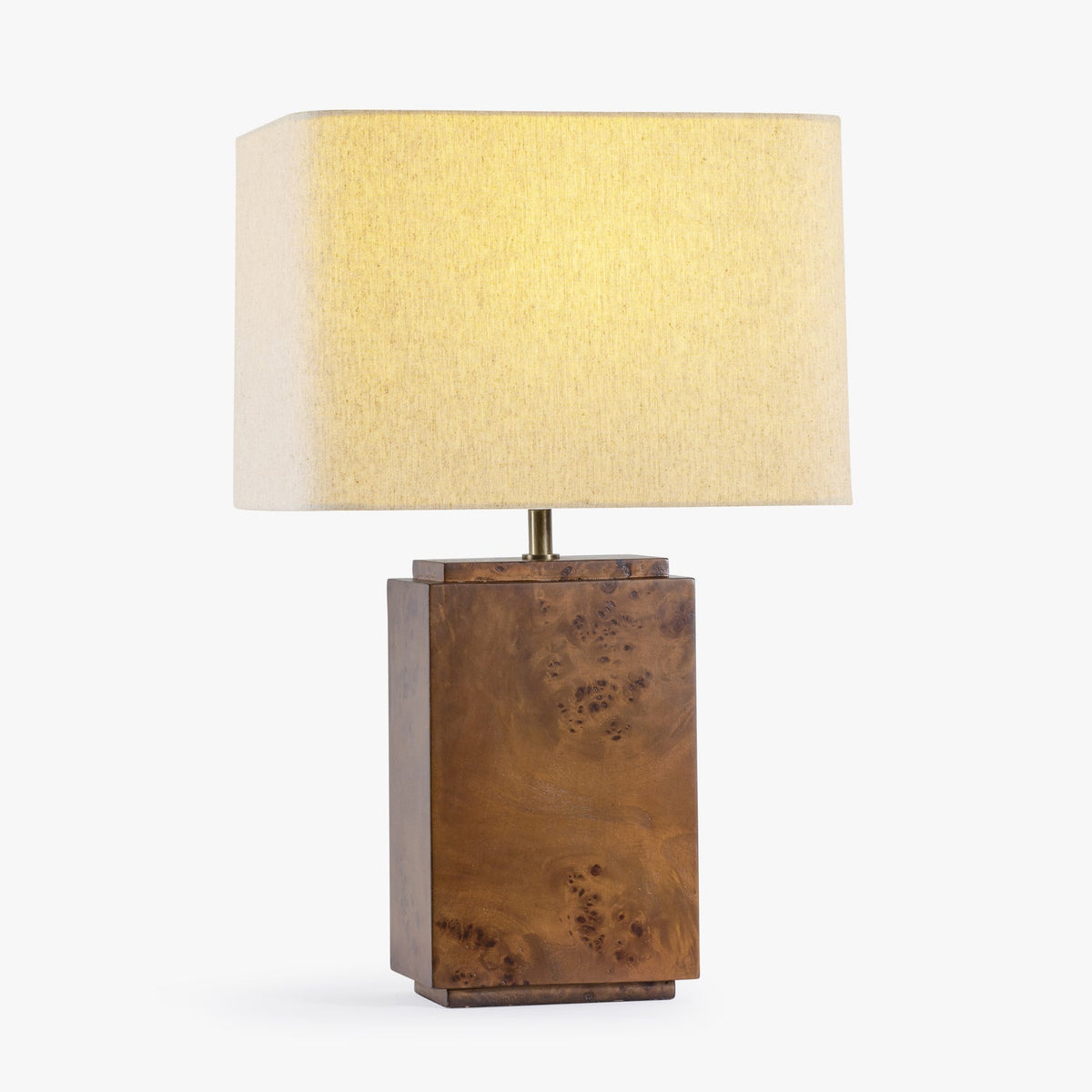 Co. House Designs Wesley Dark Burl Table Lamp illuminated and glowing