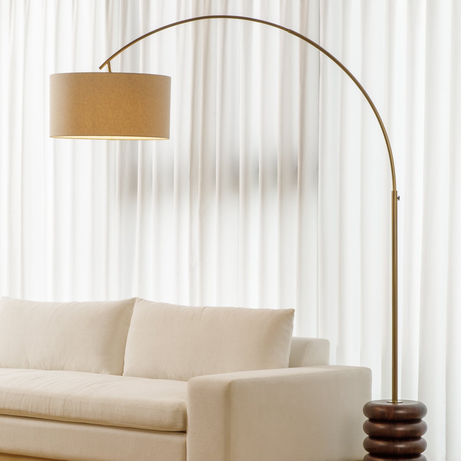 Co. House Designs Sandia Arc Walnut Floor Lamp