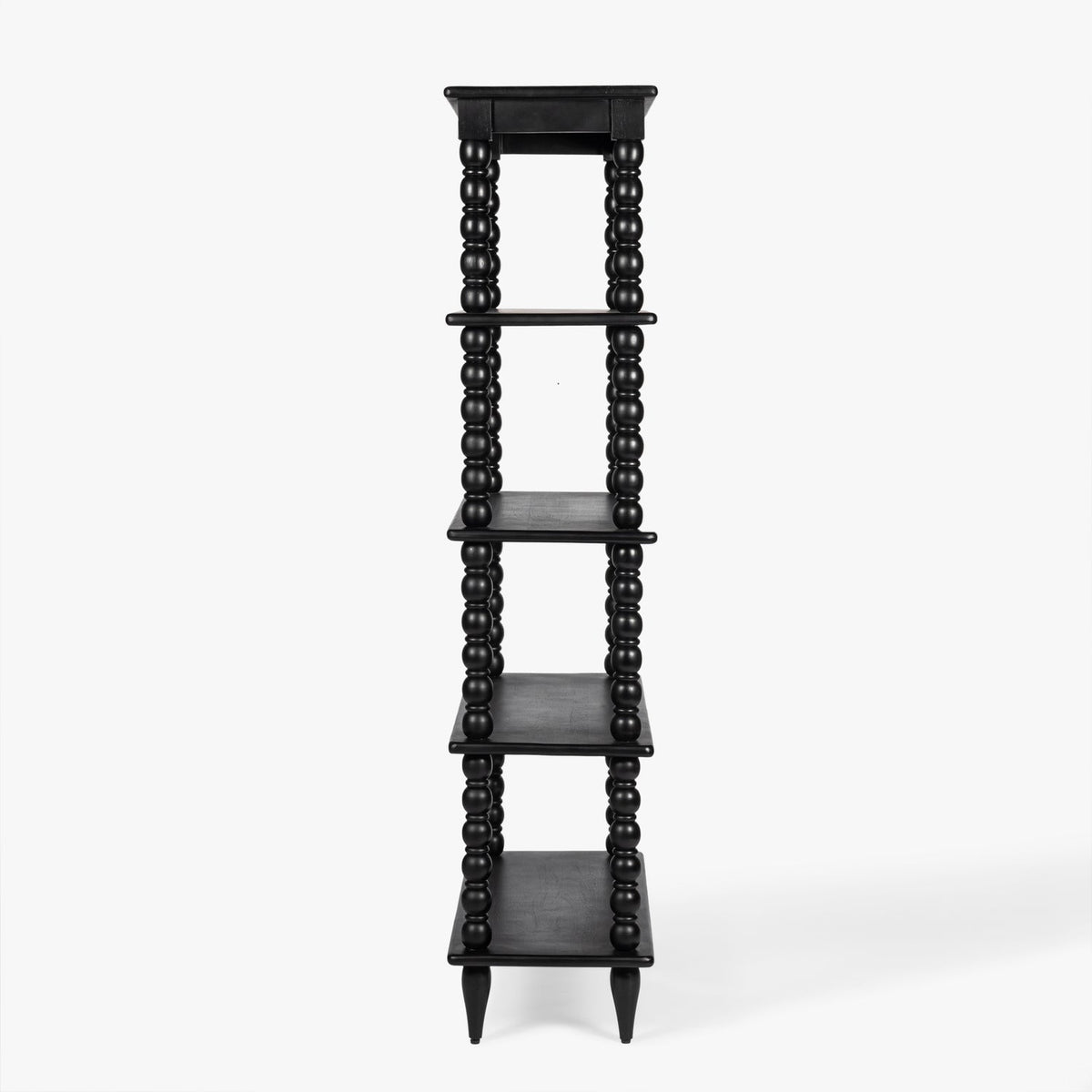 Side view of the Co. House Designs Spindle Black Tall Bookcase