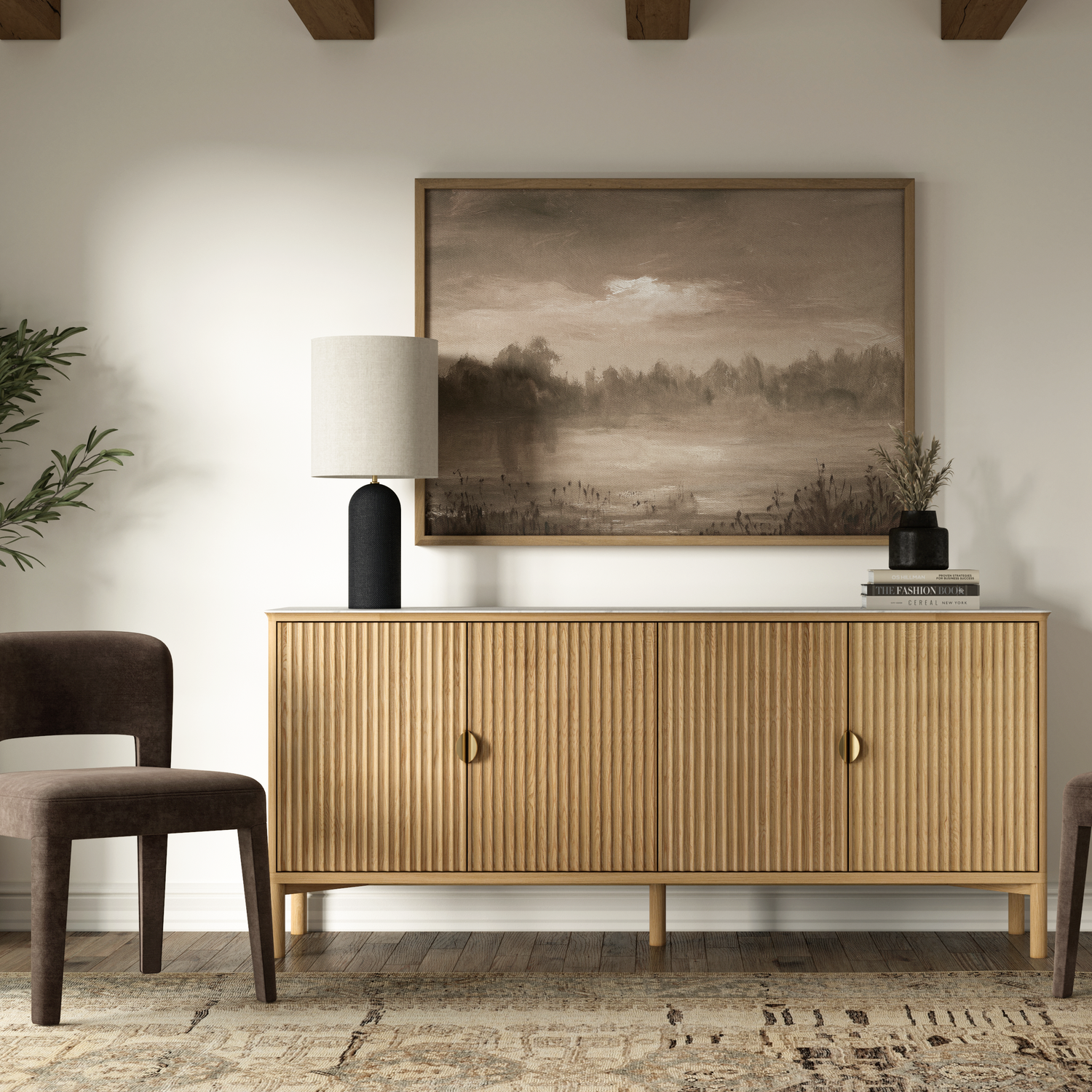 Co. House Designs Olive 4-Door Oak Light Buffet