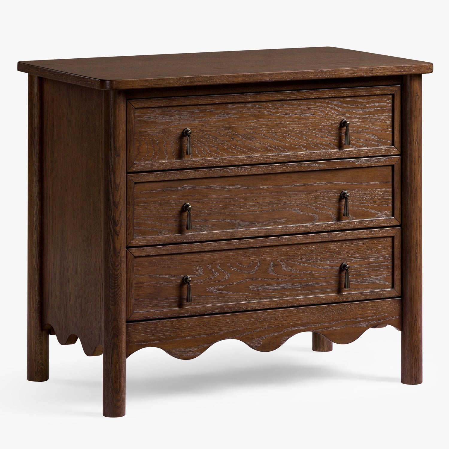 Co. House Designs Onda 3-Drawer Oak Walnut Nightstand