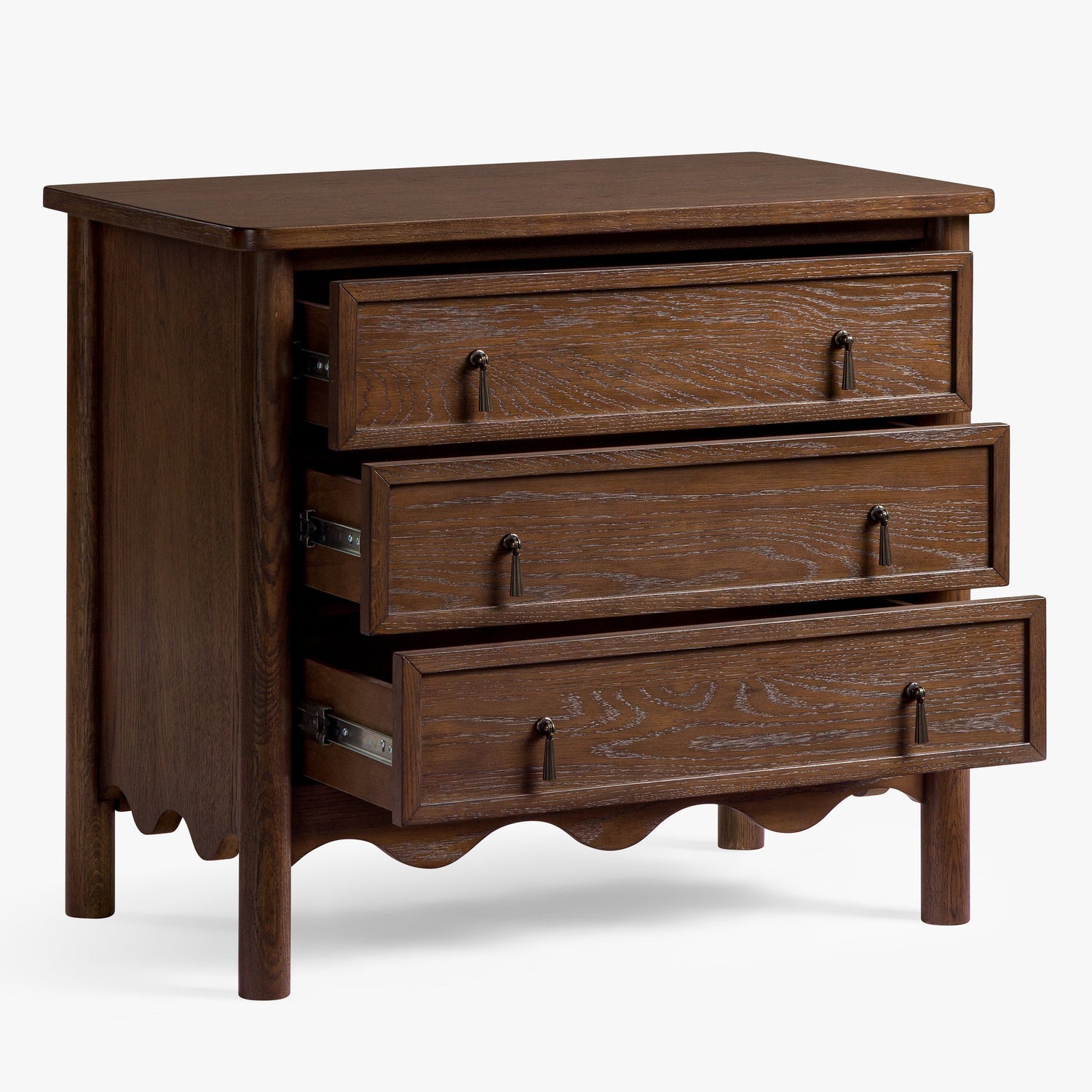 Co. House Designs Onda 3-Drawer Oak Walnut Nightstand