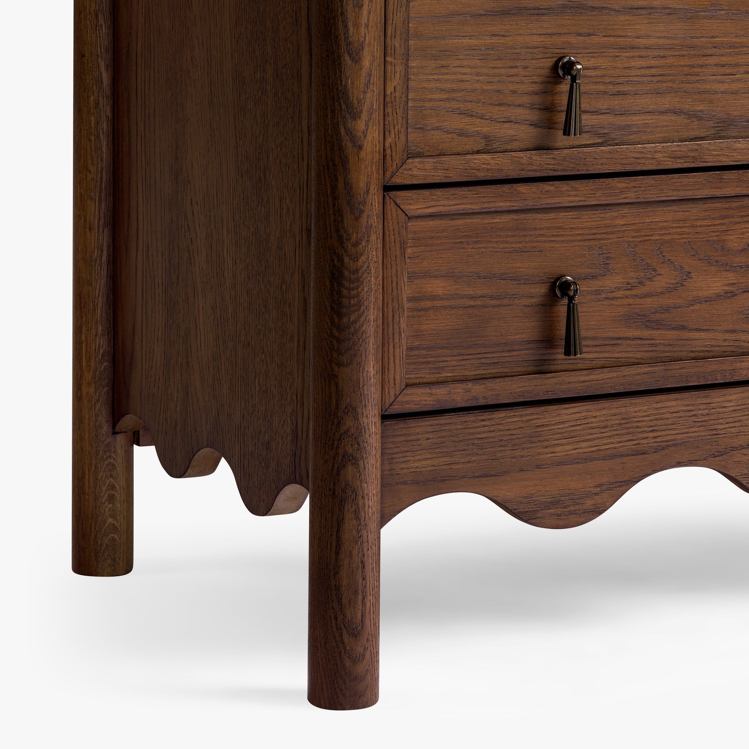 Co. House Designs Onda 3-Drawer Oak Walnut Nightstand