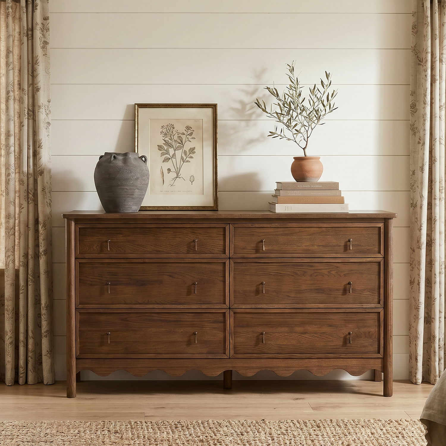Co. House Designs Onda 6-Drawer Oak Walnut Dresser