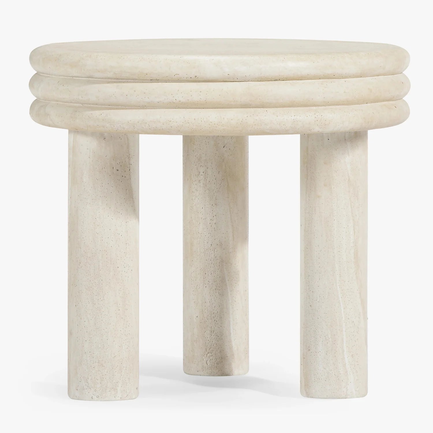 Button Atelier x Co. House Designs Roma Light Travertine End Table Set of 2