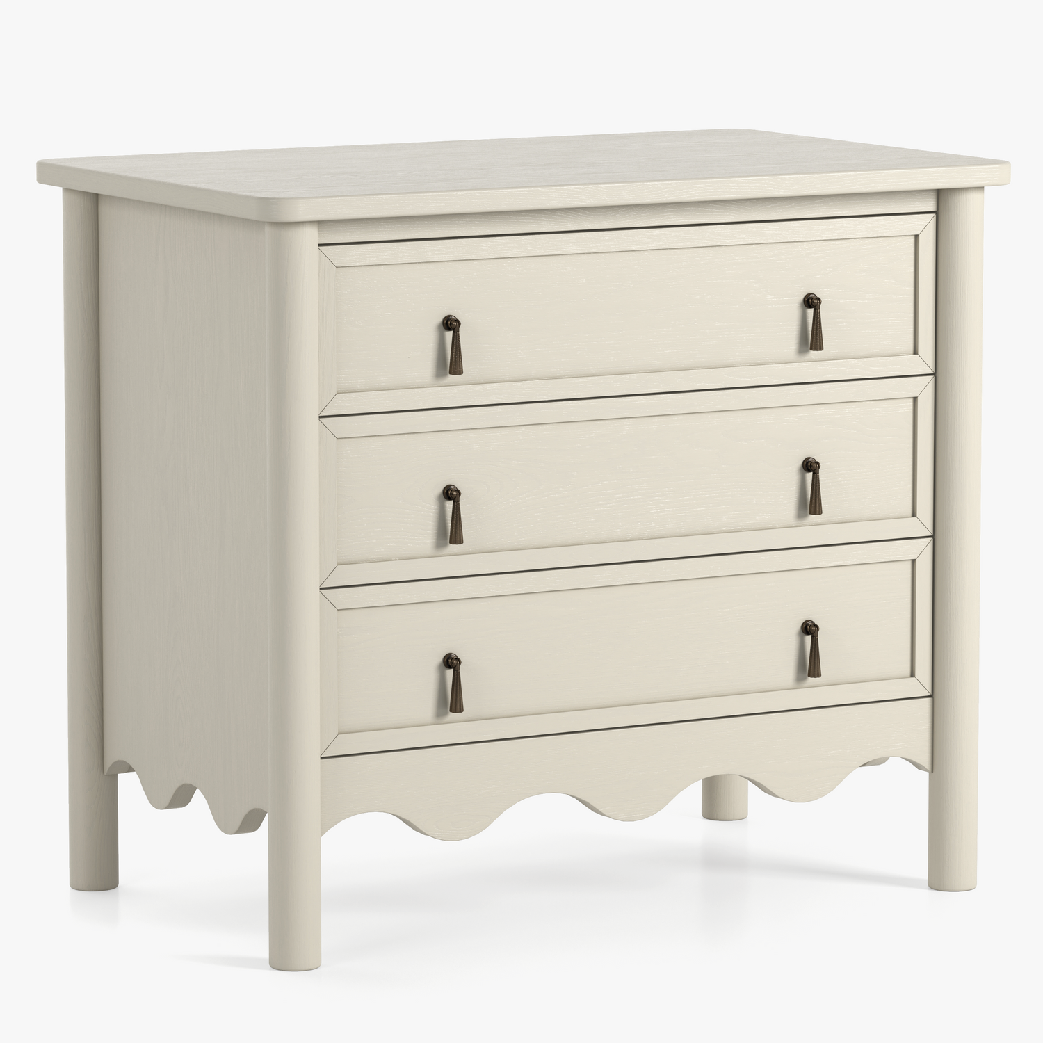Co. House Designs Onda Cream Oak 3-Drawer Nightstand