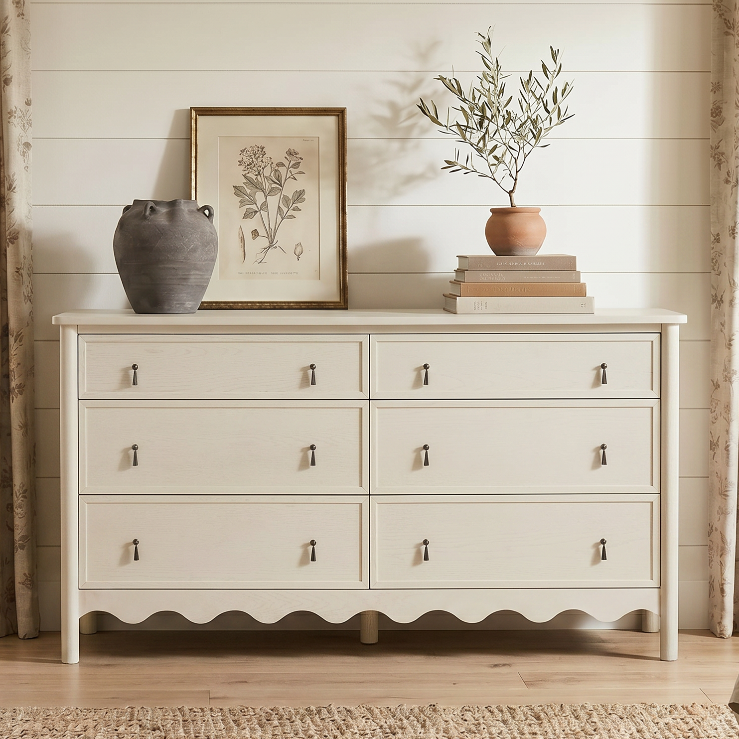 Co. House Designs Onda Cream Oak 6-Drawer Dresser