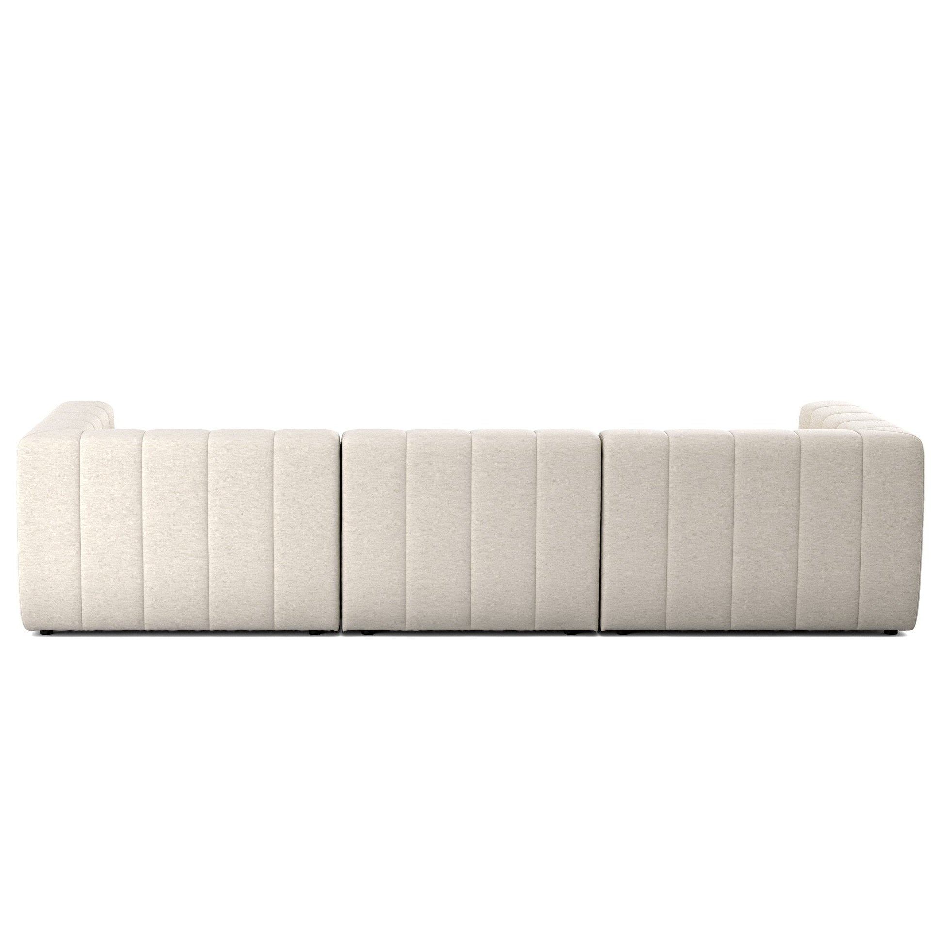 Four Hands Langham Channeled Crypton Nomad Snow 3 Piece Sectional Sofa back view