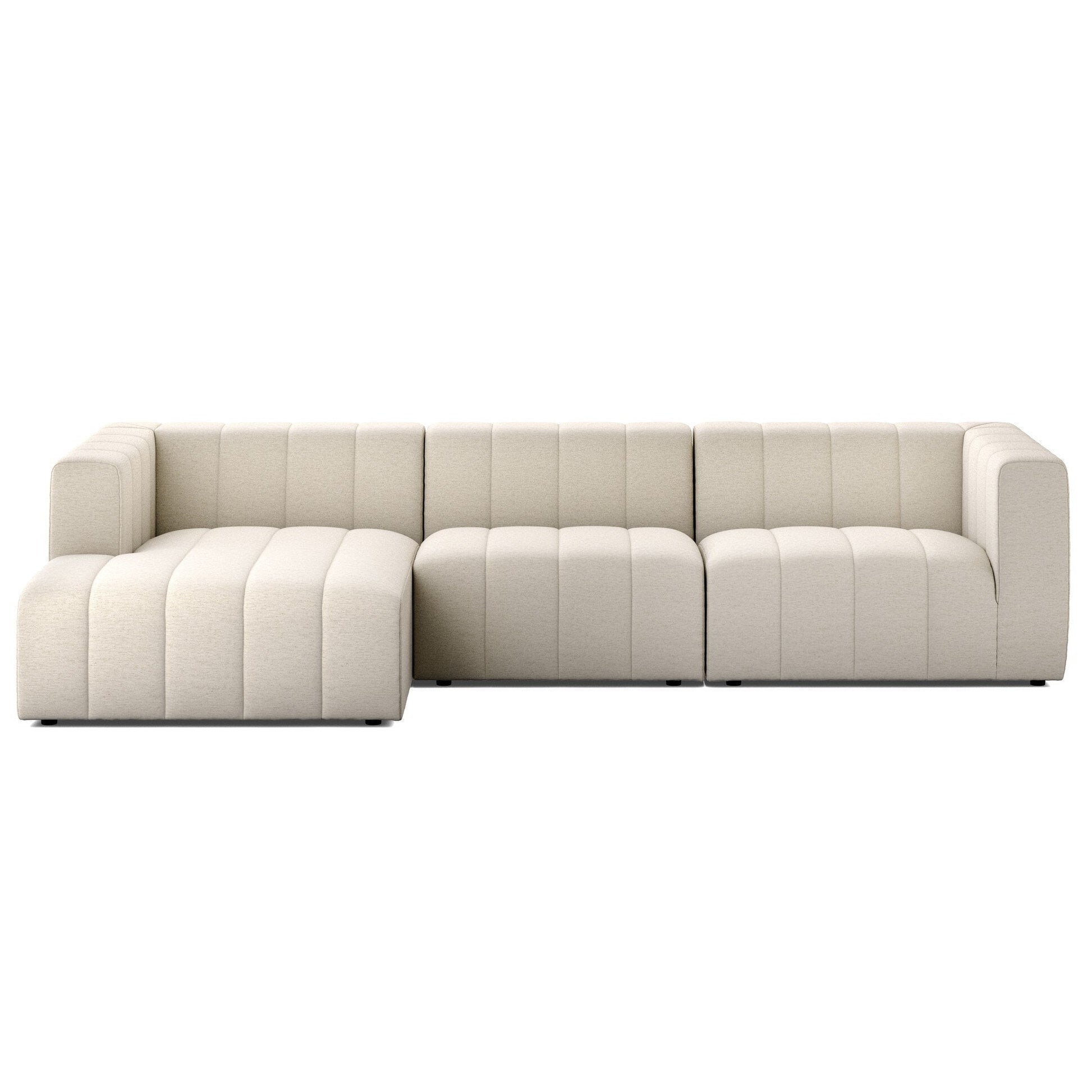 Four Hands Langham Channeled Crypton Nomad Snow 3 Piece Sectional Sofa front view