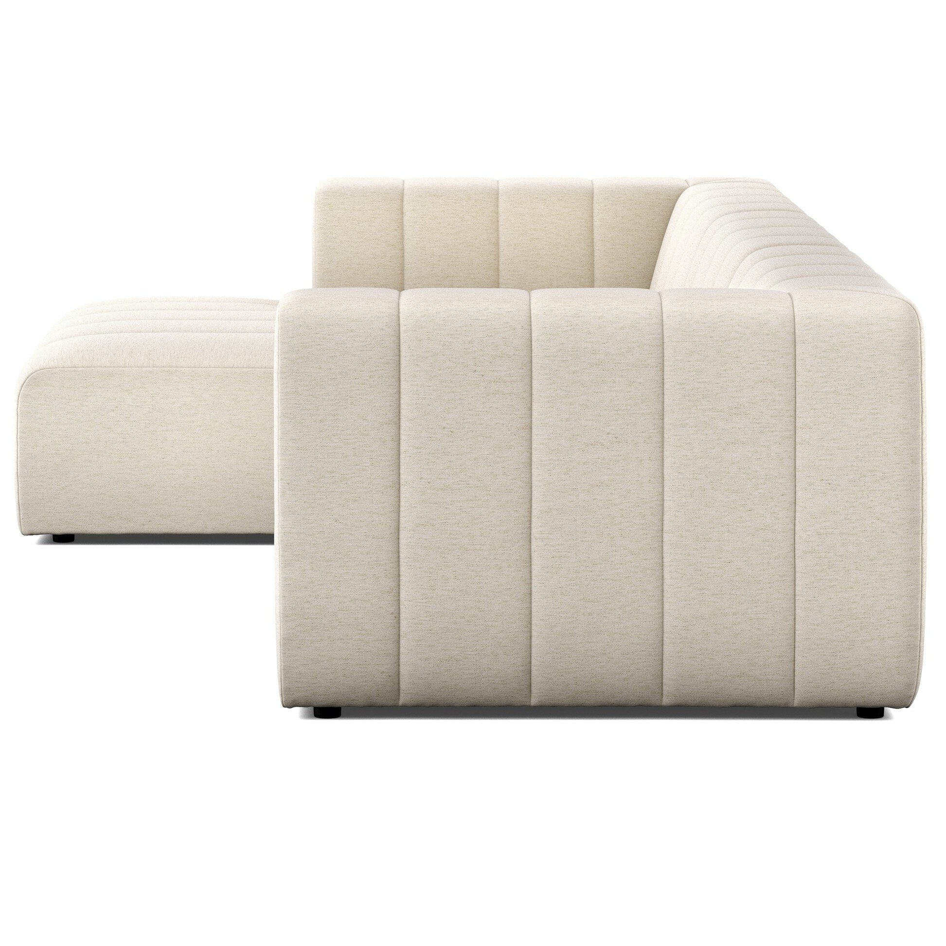 Four Hands Langham Channeled Crypton Nomad Snow 3 Piece Sectional Sofa side view