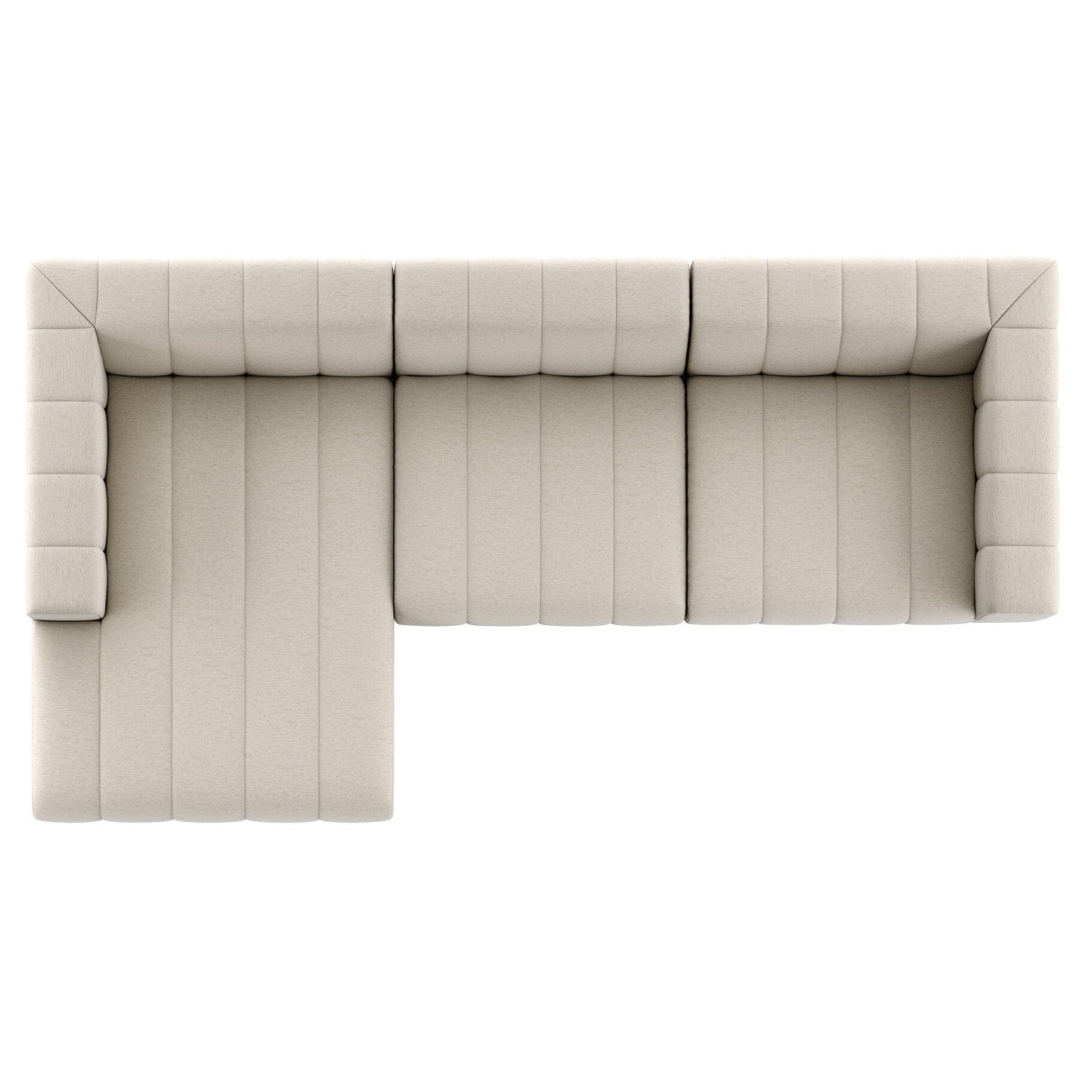 Four Hands Langham Channeled Crypton Nomad Snow 3 Piece Sectional Sofa top view