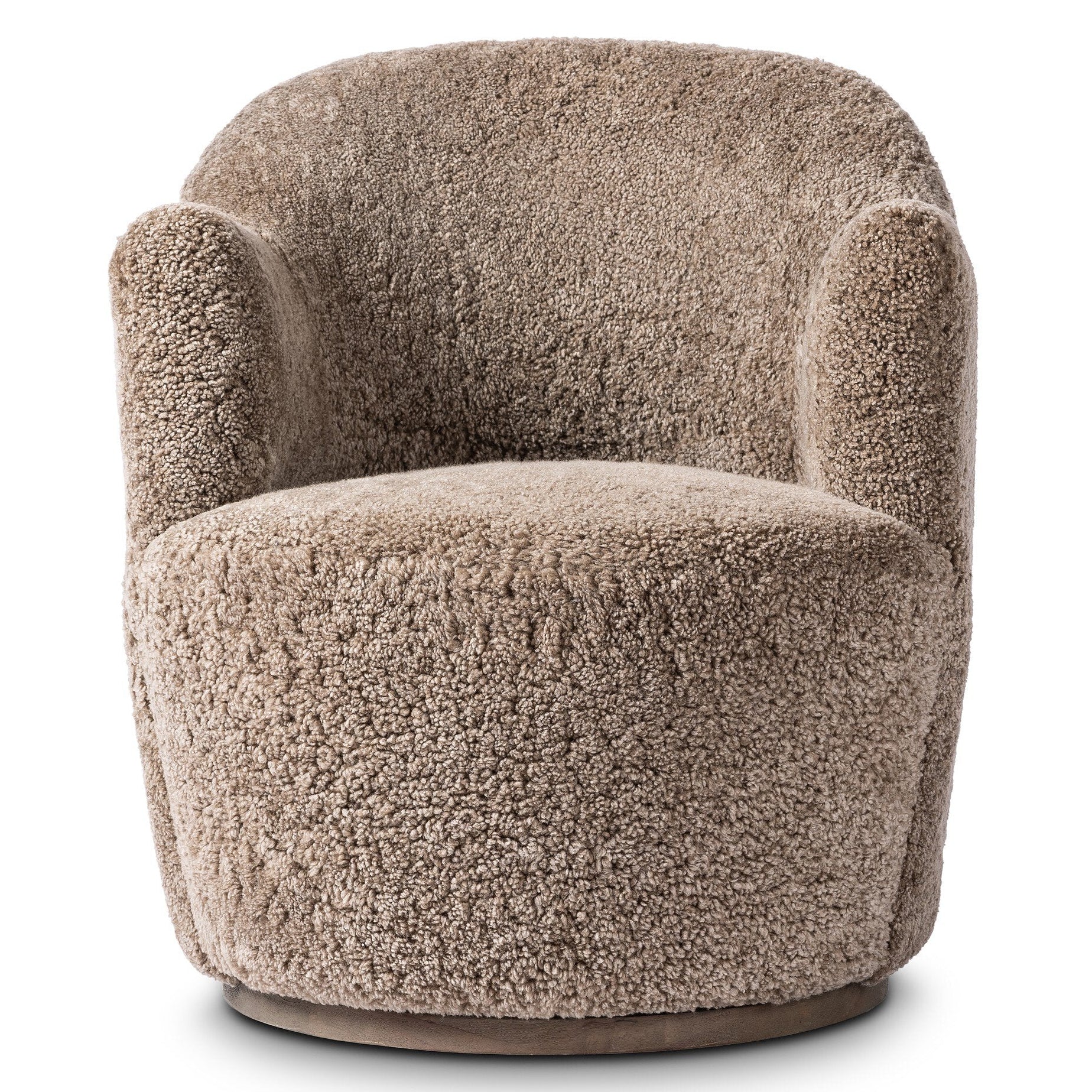 Four Hands Aurora Taupe Shearling Swivel Chair - front view