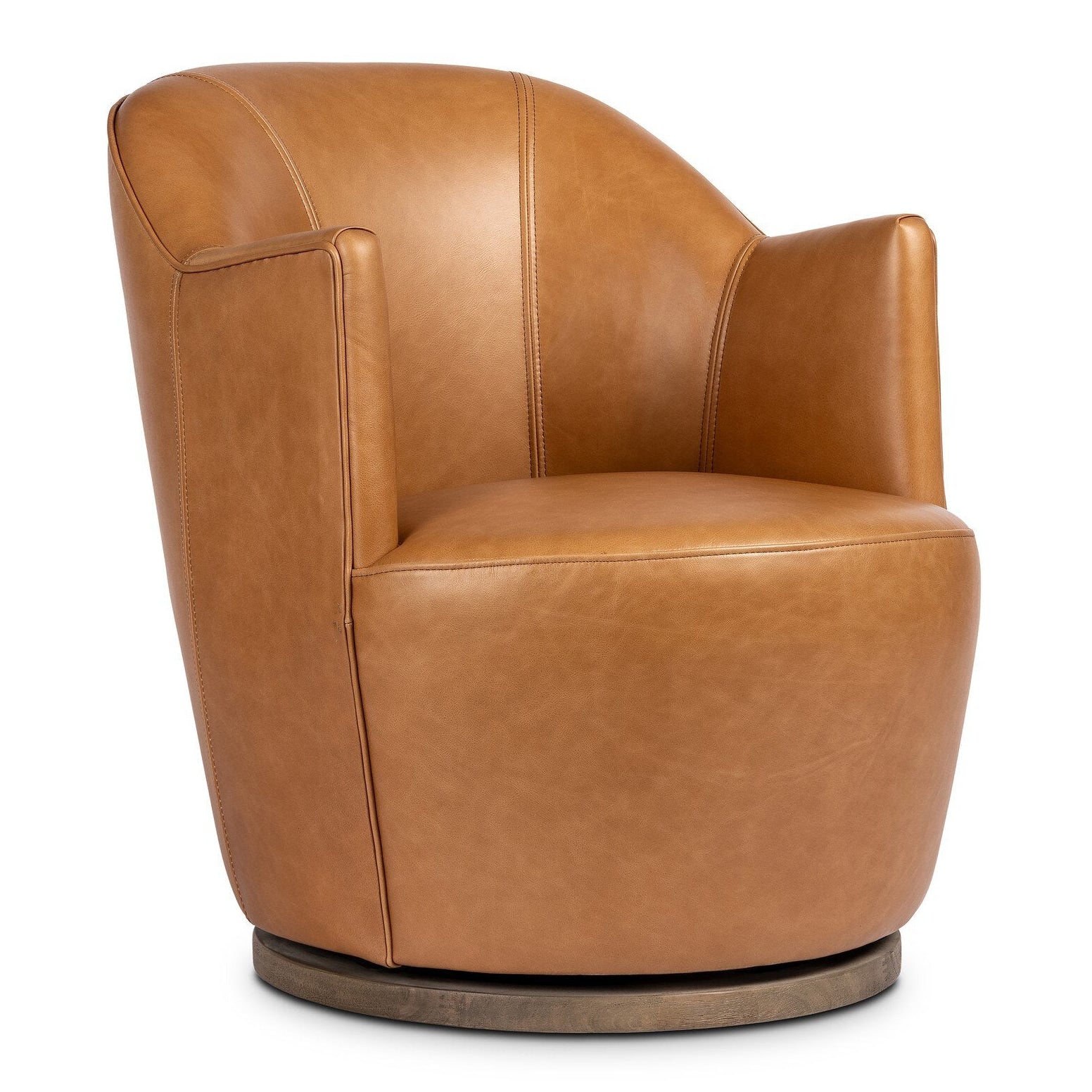 Four Hands Aurora Sonoma Butterscotch Swivel Chair - styled view