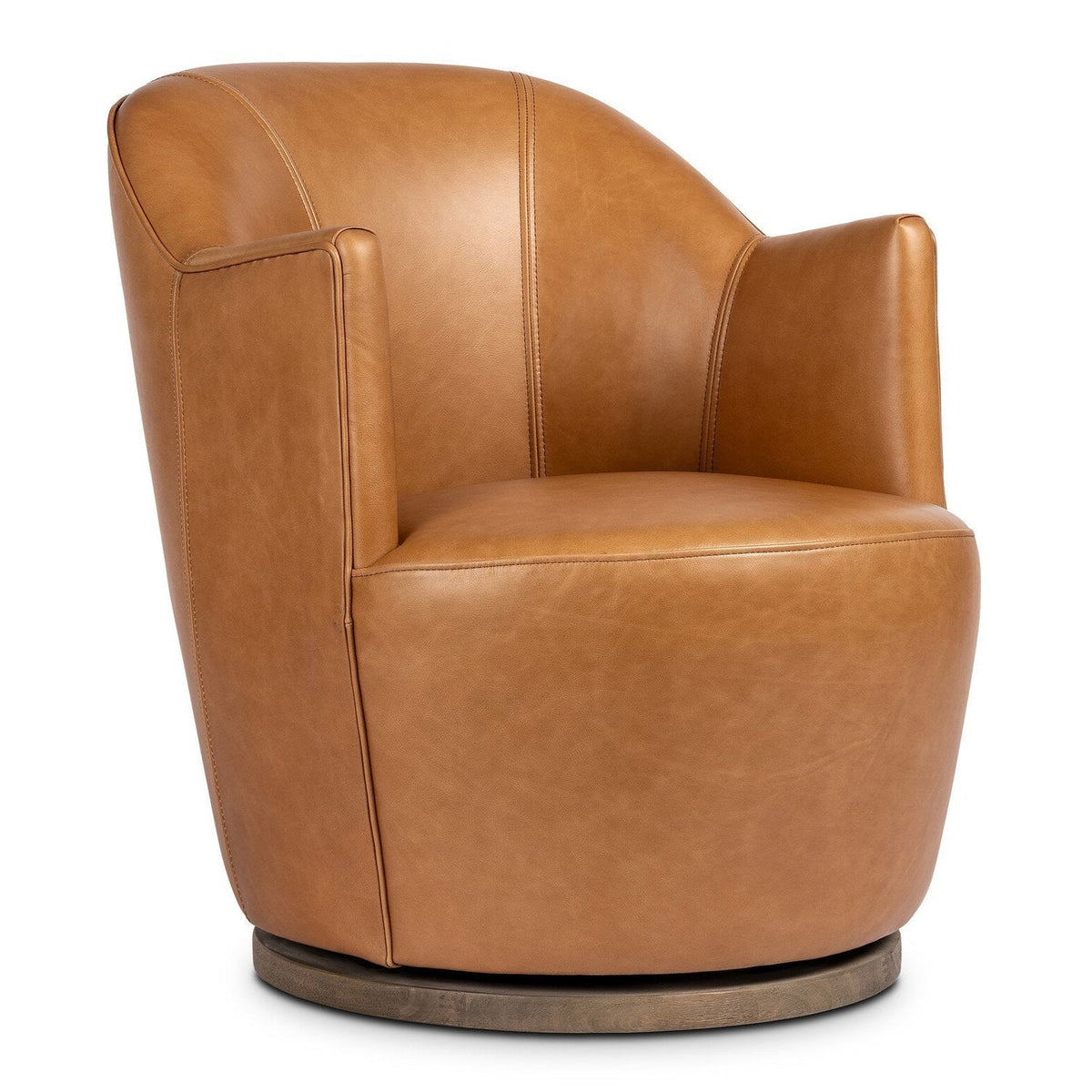 Four Hands Aurora Sonoma Butterscotch Swivel Chair - styled view
