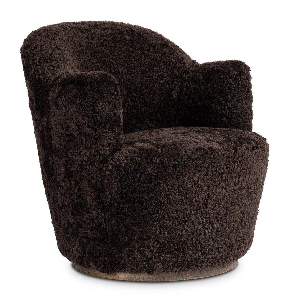 Four Hands Aurora Cocoa Shearling Swivel Chair - styled view