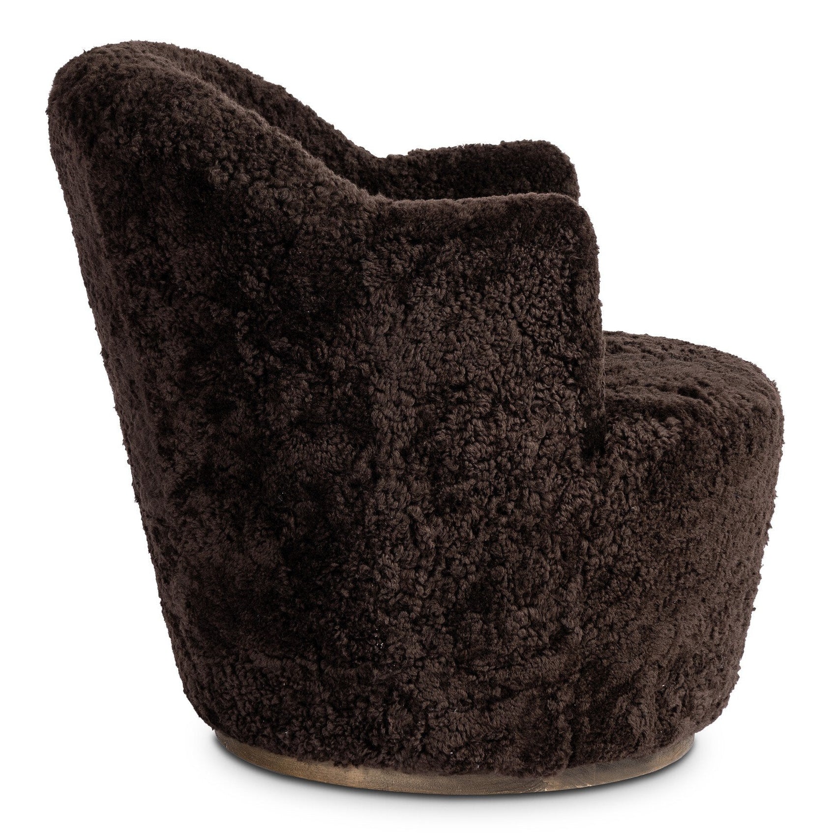 Four Hands Aurora Cocoa Shearling Swivel Chair - side view
