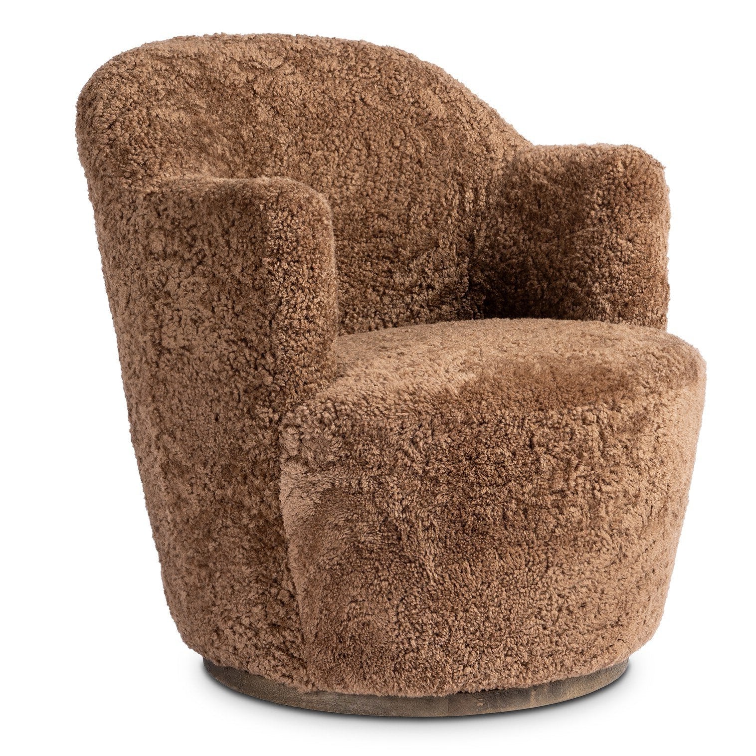 Four Hands Aurora Amber Shearling Swivel Chair - styled view (view 2)