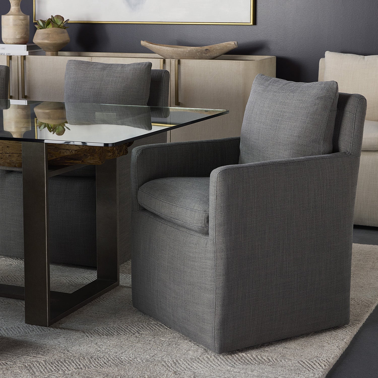 Sunpan Glenrose Wheeled Dining Armchair Set of 2