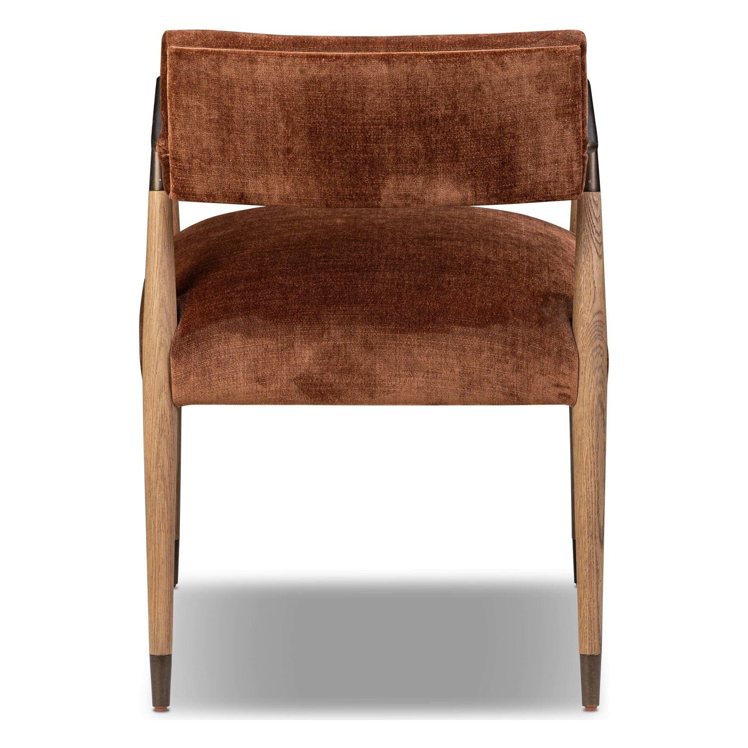 Four Hands Waldon Altair Sienna Dining Chair Set of 2 on brushed brass iron frame, back view