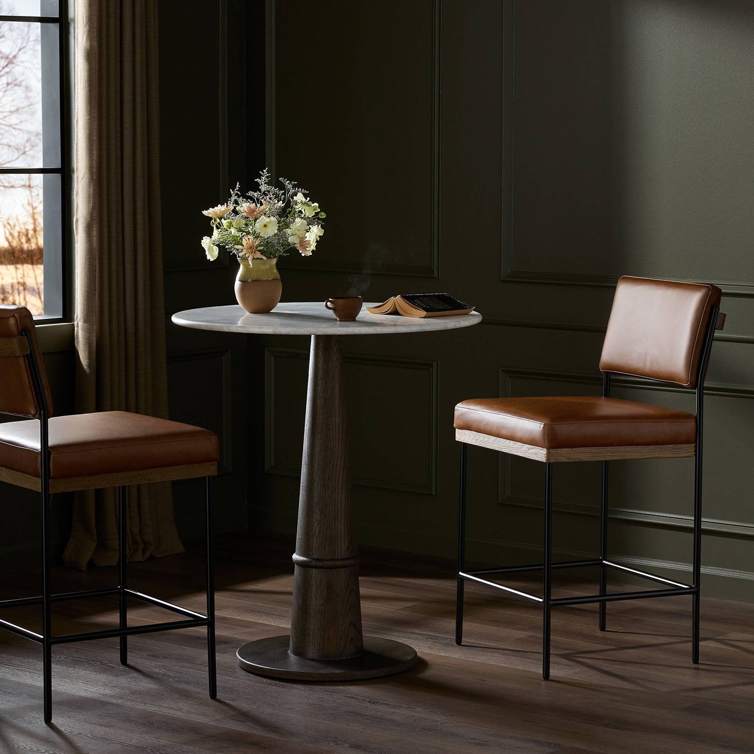 Four Hands Benton Leather Bar Stool Set of 2 - Final Sale