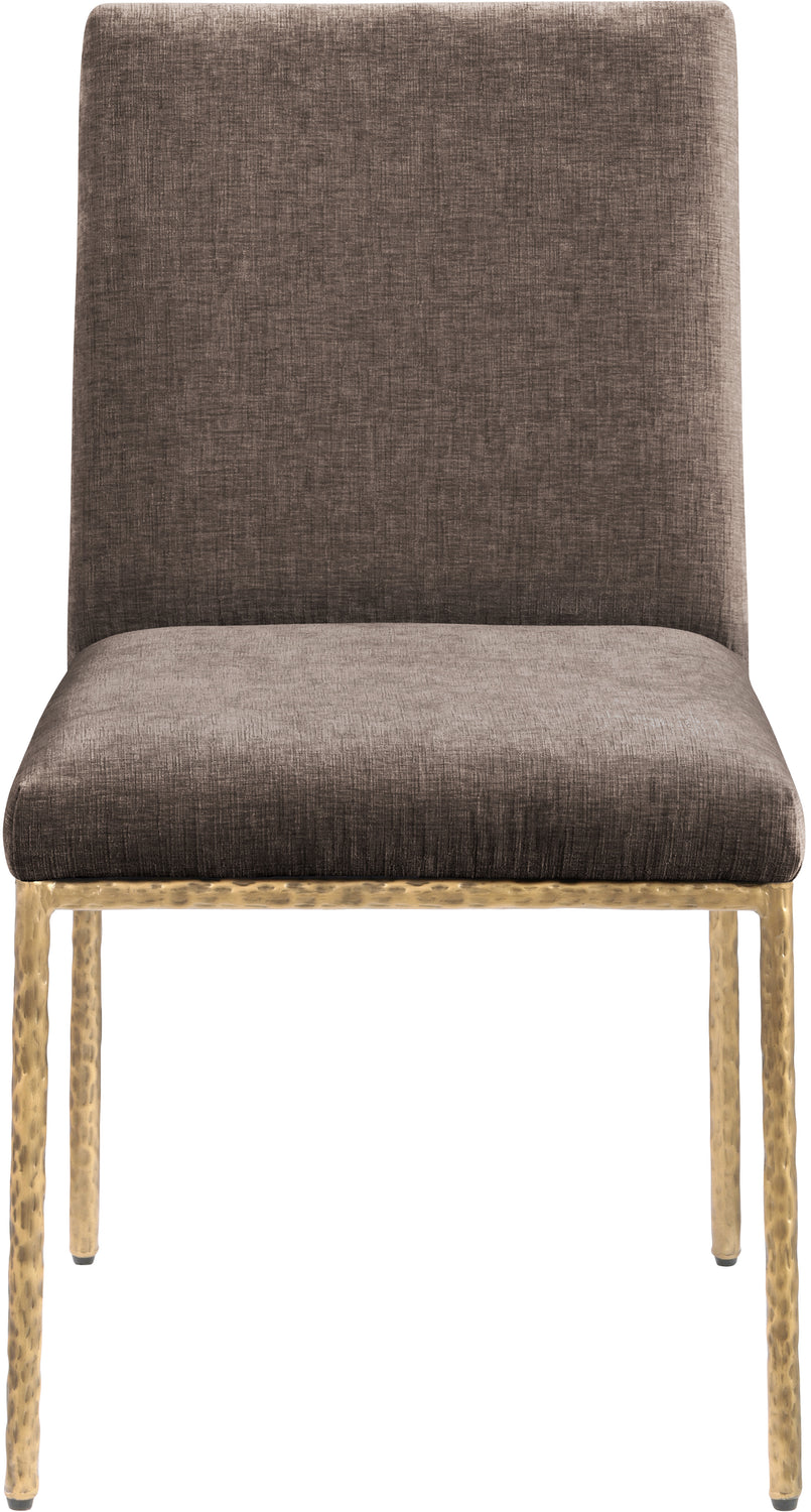 Reeves Brown Chenille Fabric Upholstered Dining Side Chair Set of 2