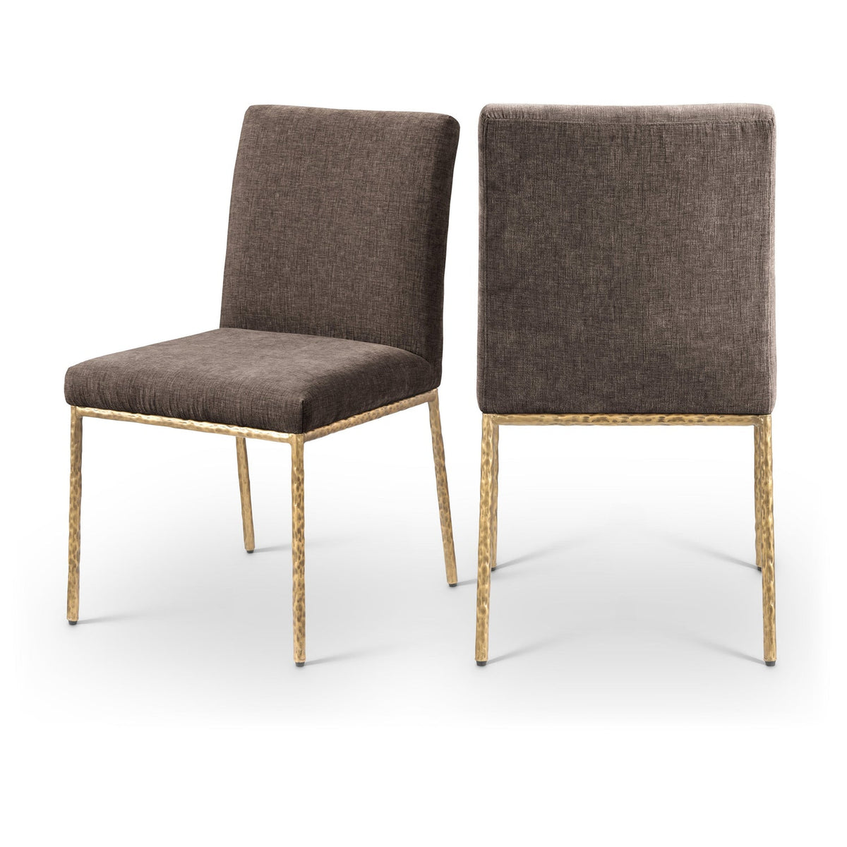 Reeves Brown Chenille Fabric Upholstered Dining Side Chair Set of 2