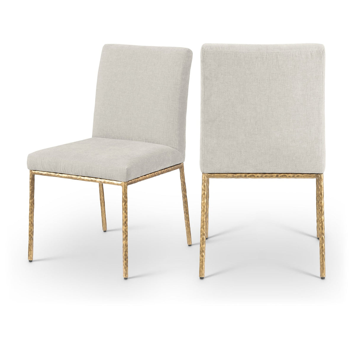 Reeves Cream Chenille Fabric Upholstered Dining Side Chair Set of 2