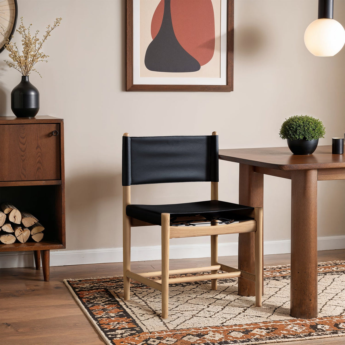 Rawlins Black Vegan Leather Upholstered Dining Chair Set of 2