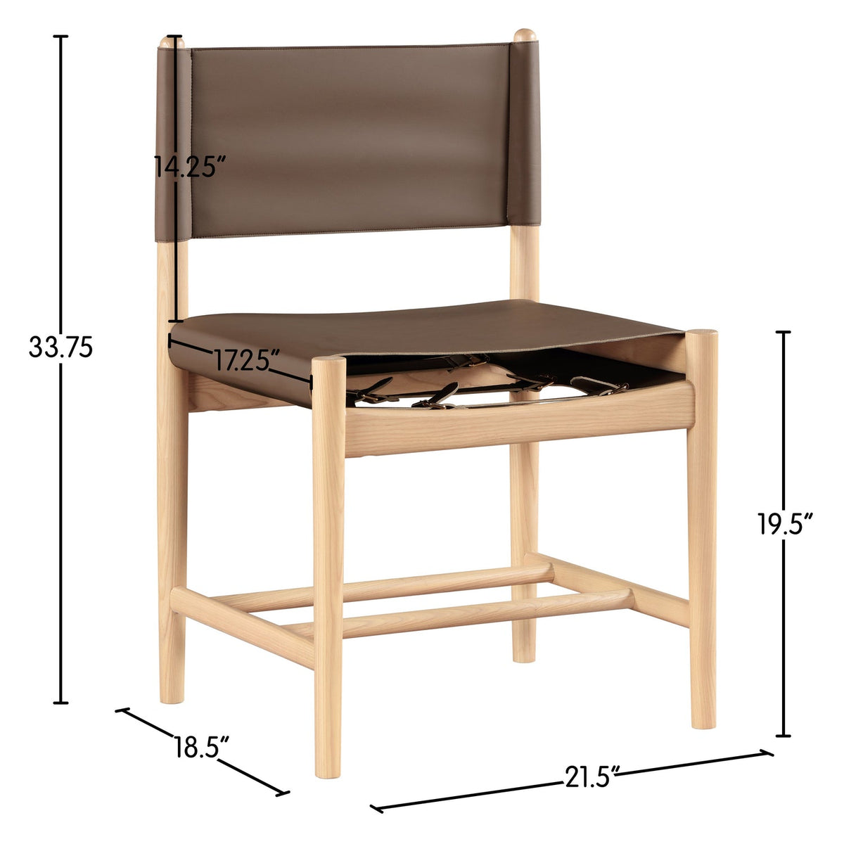 Rawlins Brown Vegan Leather Upholstered Dining Chair Set of 2