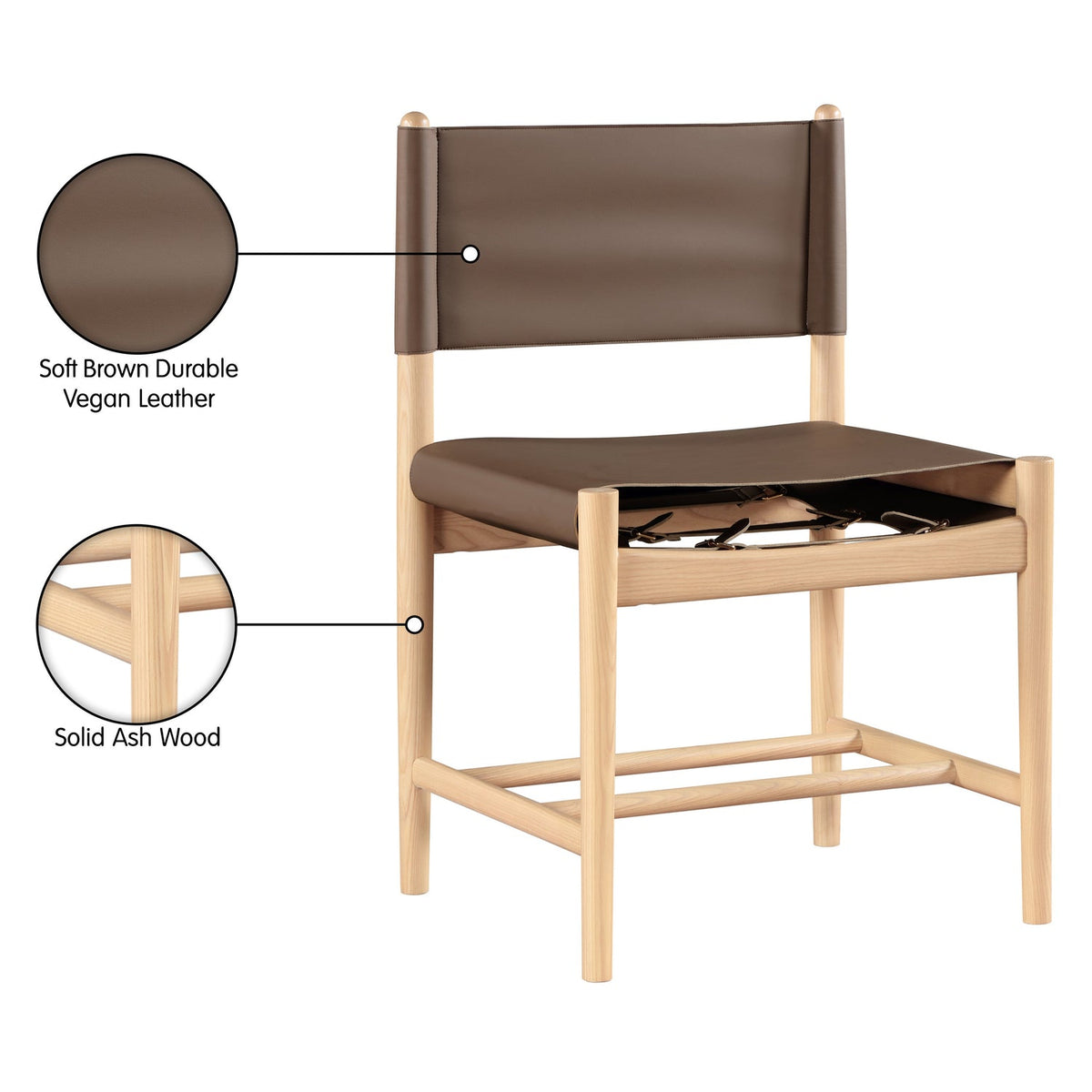 Rawlins Brown Vegan Leather Upholstered Dining Chair Set of 2