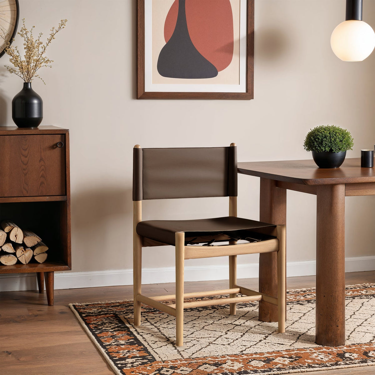 Rawlins Brown Vegan Leather Upholstered Dining Chair Set of 2