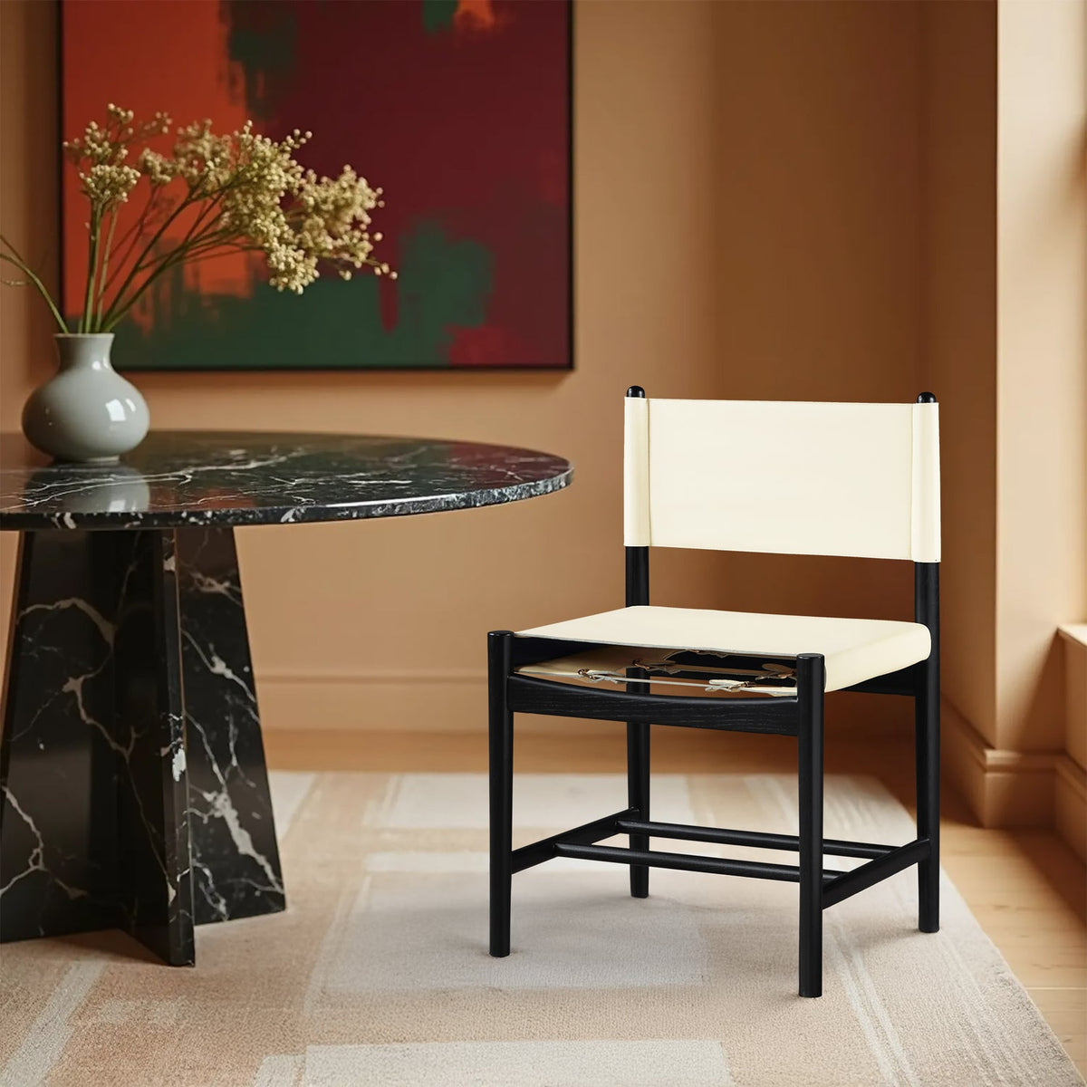 Rawlins Cream Vegan Leather Upholstered Dining Chair Set of 2