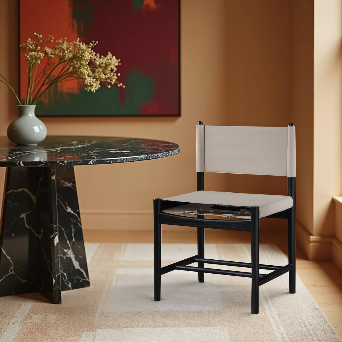Rawlins Taupe Vegan Leather Upholstered Dining Chair Set of 2